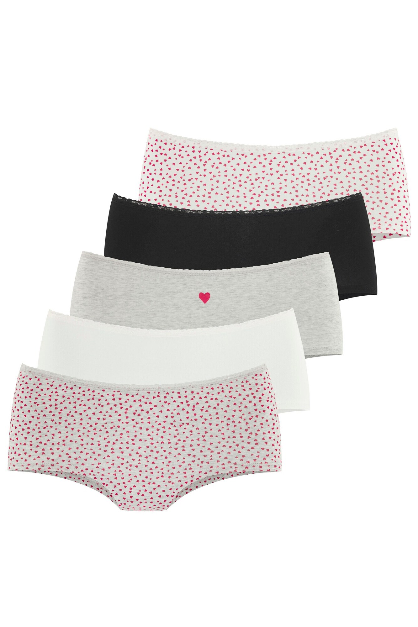 LASCANA Chiloți  gri amestecat / roșu / negru / alb