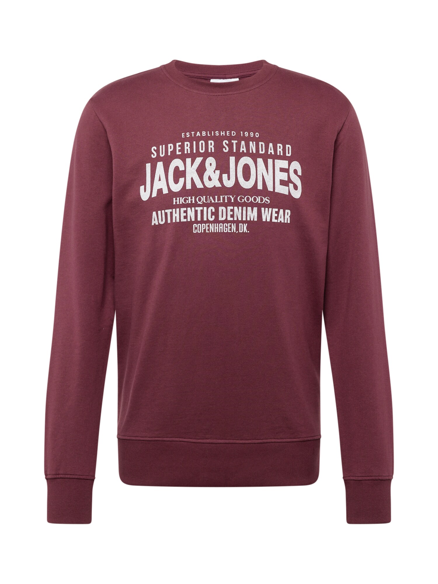 JACK & JONES Mikina 'JJJEANS'  vínovo červená / biela