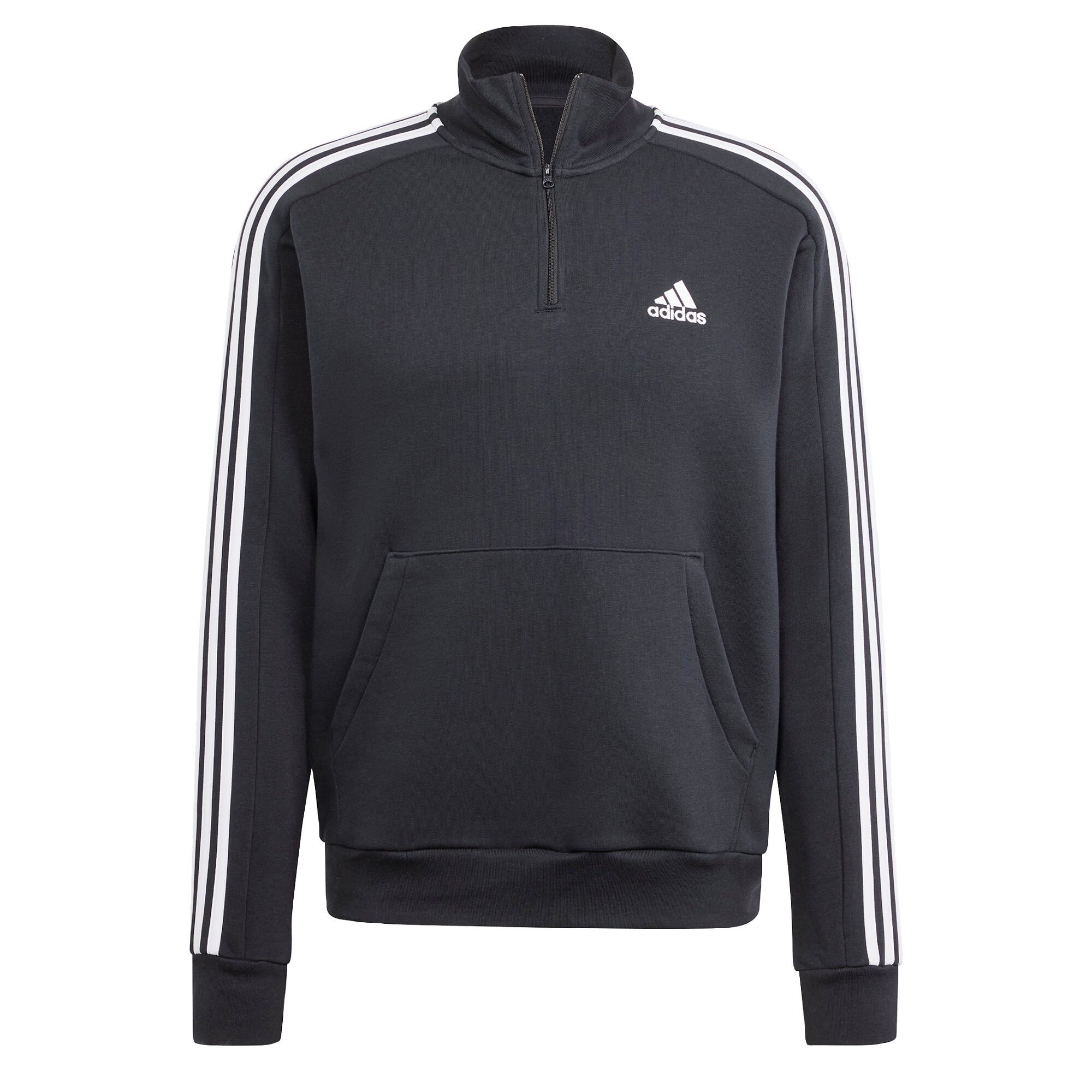 ADIDAS SPORTSWEAR Športna majica 'Essentials Fleece 3-Stripes '  črna / bela