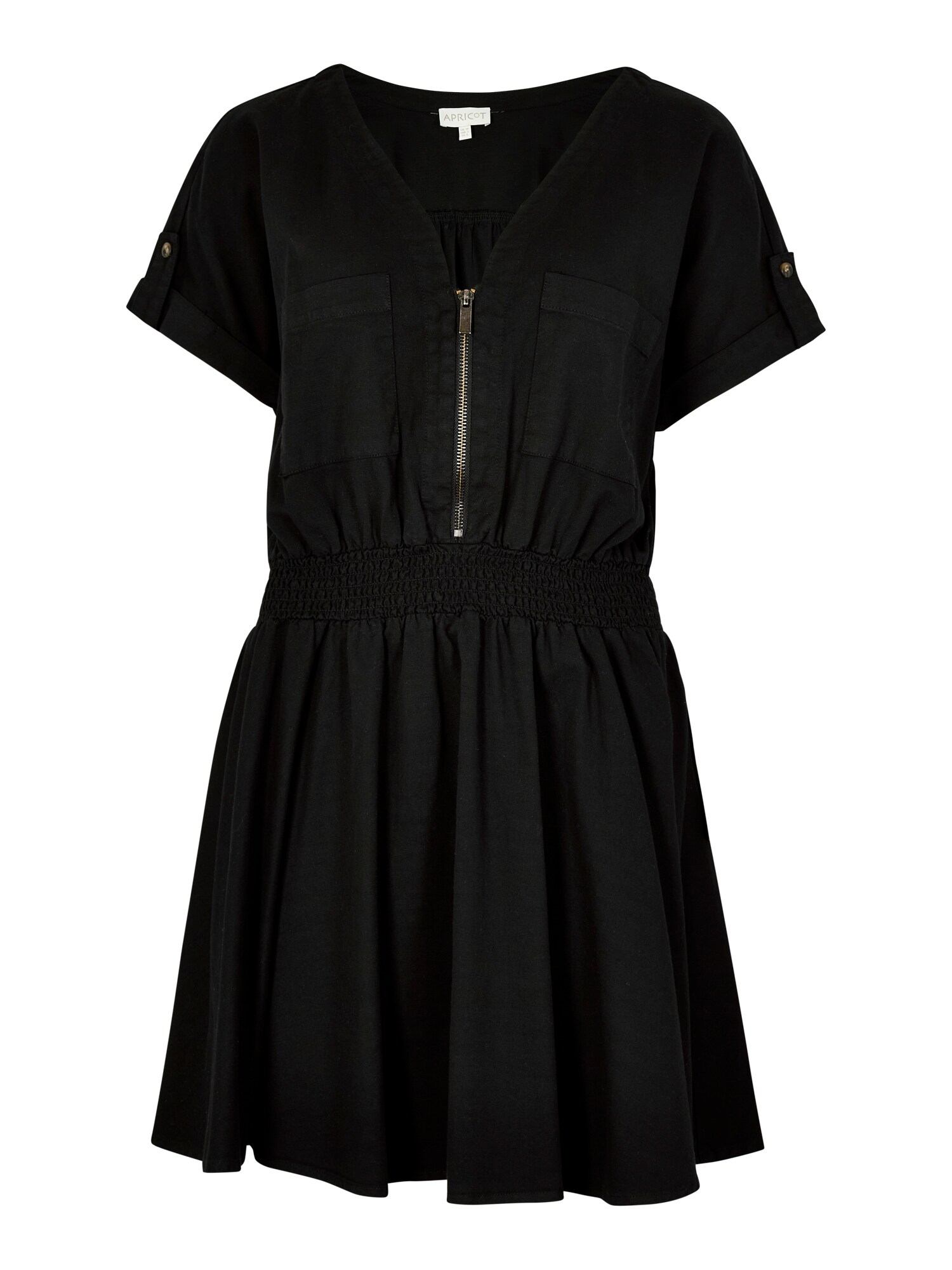 Apricot Zip Detail Skater Mini Dress