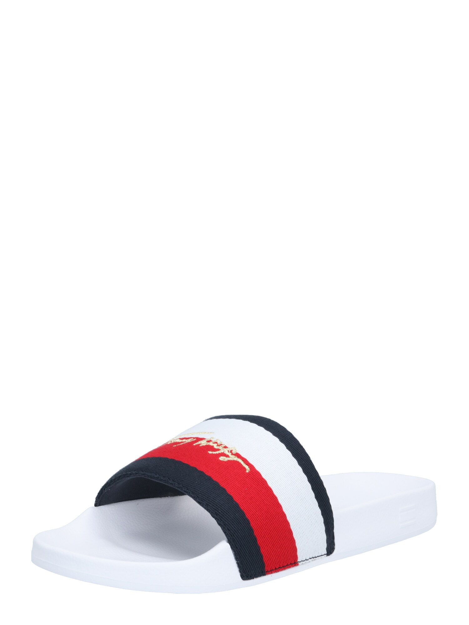 TOMMY HILFIGER Šlepetės  balta / tamsiai mėlyna / raudona / auksas
