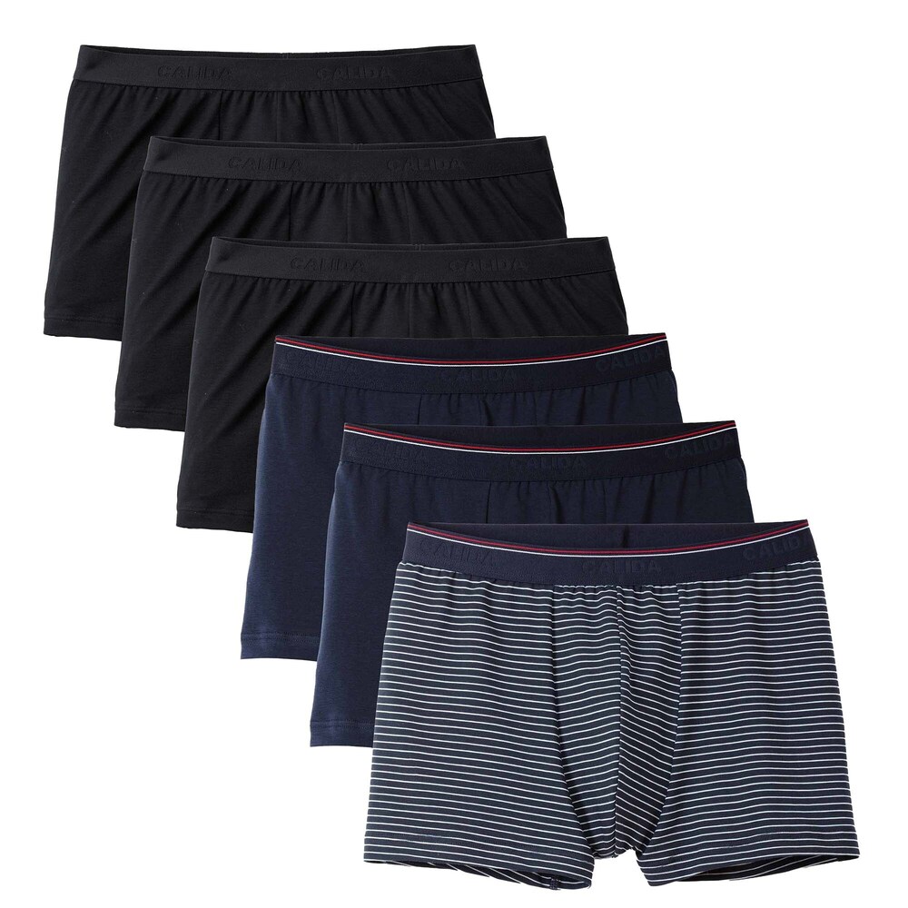 CALIDA Boxershorts 'Natural Benefit' Herren Größe L dunkelblau / purpur / schwarz / weiß