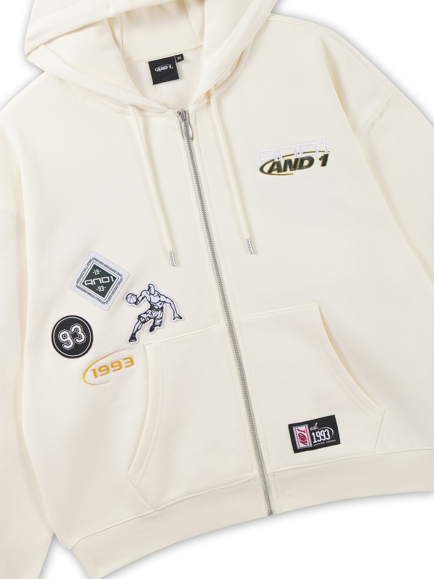 AND1 Sudadera con cremallera 'Respect The Game' ecru / mostaza / negro / blanco – imagen 3