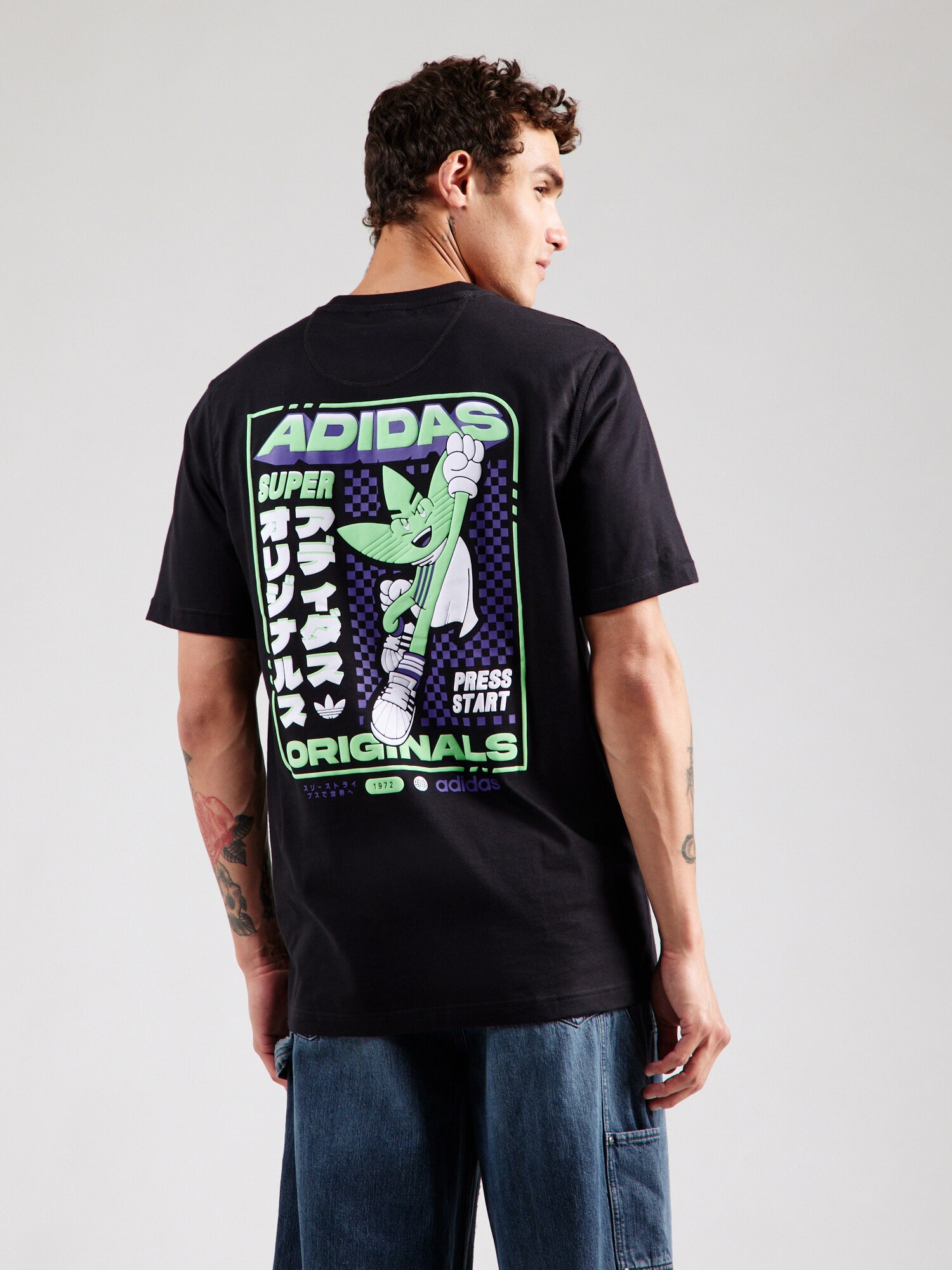 ADIDAS ORIGINALS Póló 'RETRO GAMING'  menta / lila / fekete / fehér termék 2. képe
