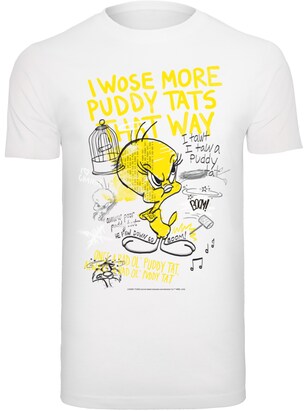 F4NT4STIC Shirt ‘Looney Tunes Tweety Pie More Puddy Tats’ Geel / Grijs / Zwart / Wit