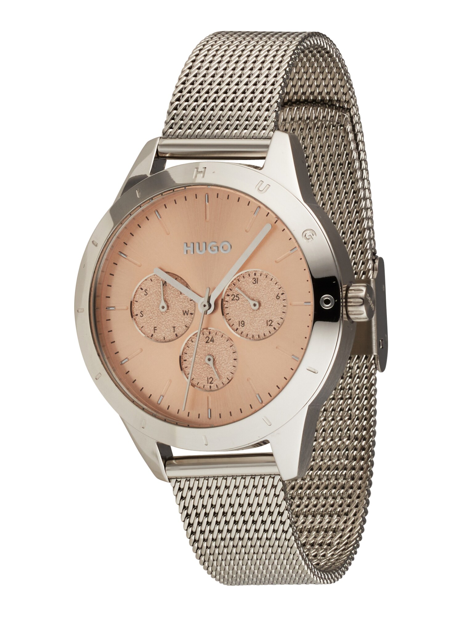 HUGO Analoginis (įprasto dizaino) laikrodis rožinė / sidabrinė