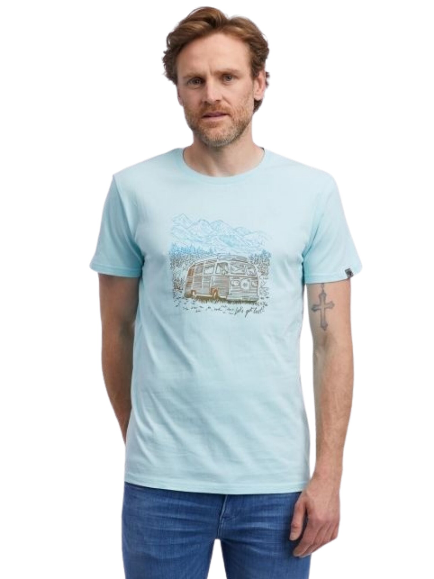 Ragwear Tričko 'Roggero'  modrá / svetlomodrá / hnedá