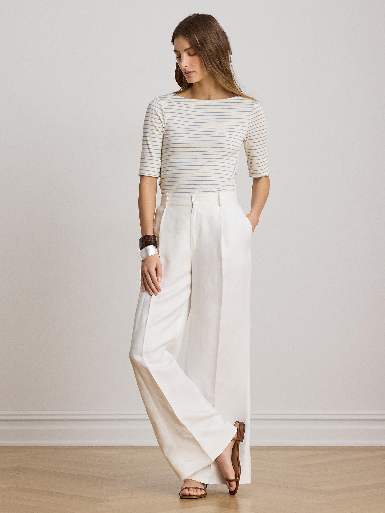 Lauren Ralph Lauren Camiseta  crema / azul claro – imagen 4