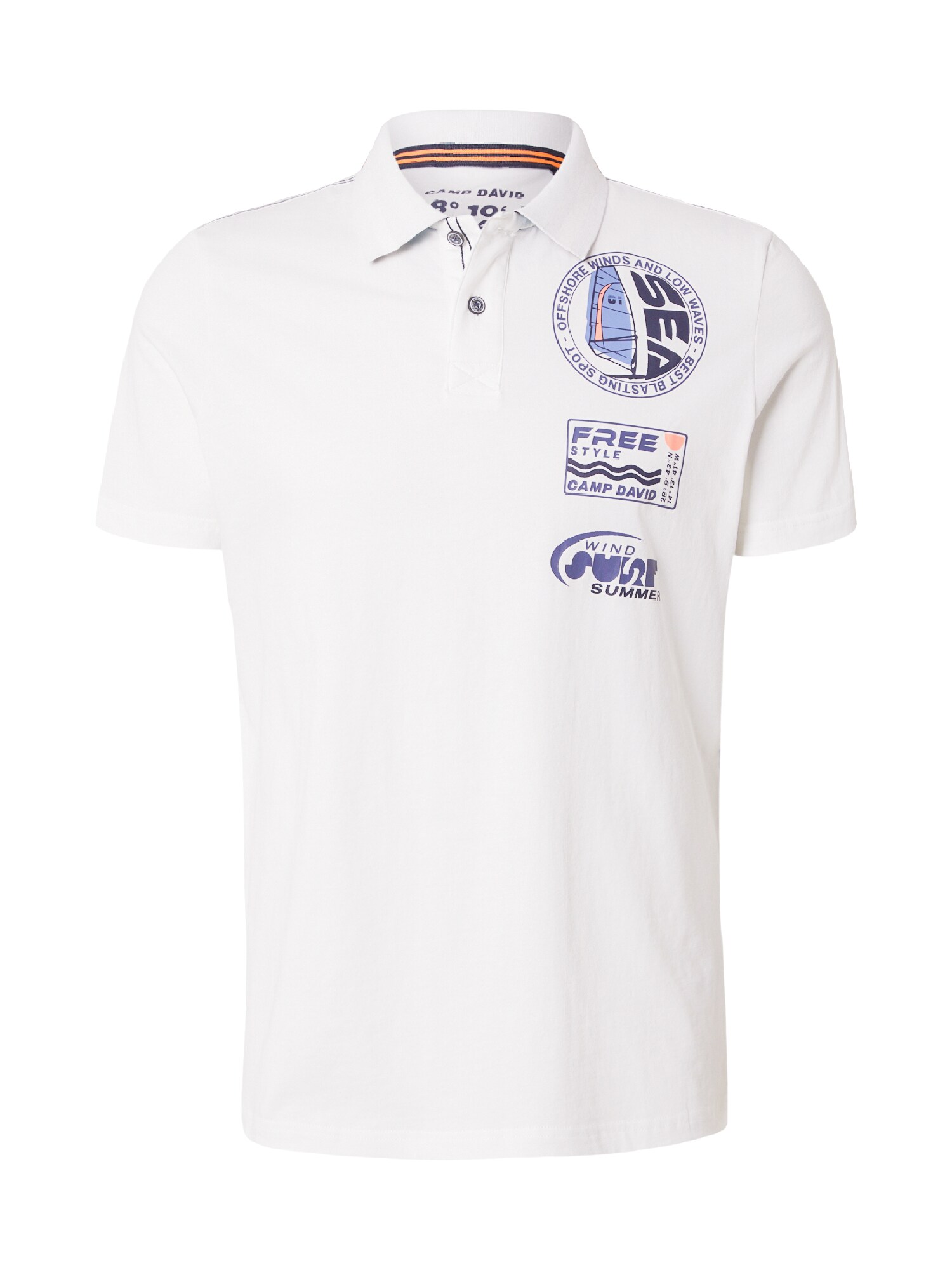 CAMP DAVID Tricou  albastru deschis / alb