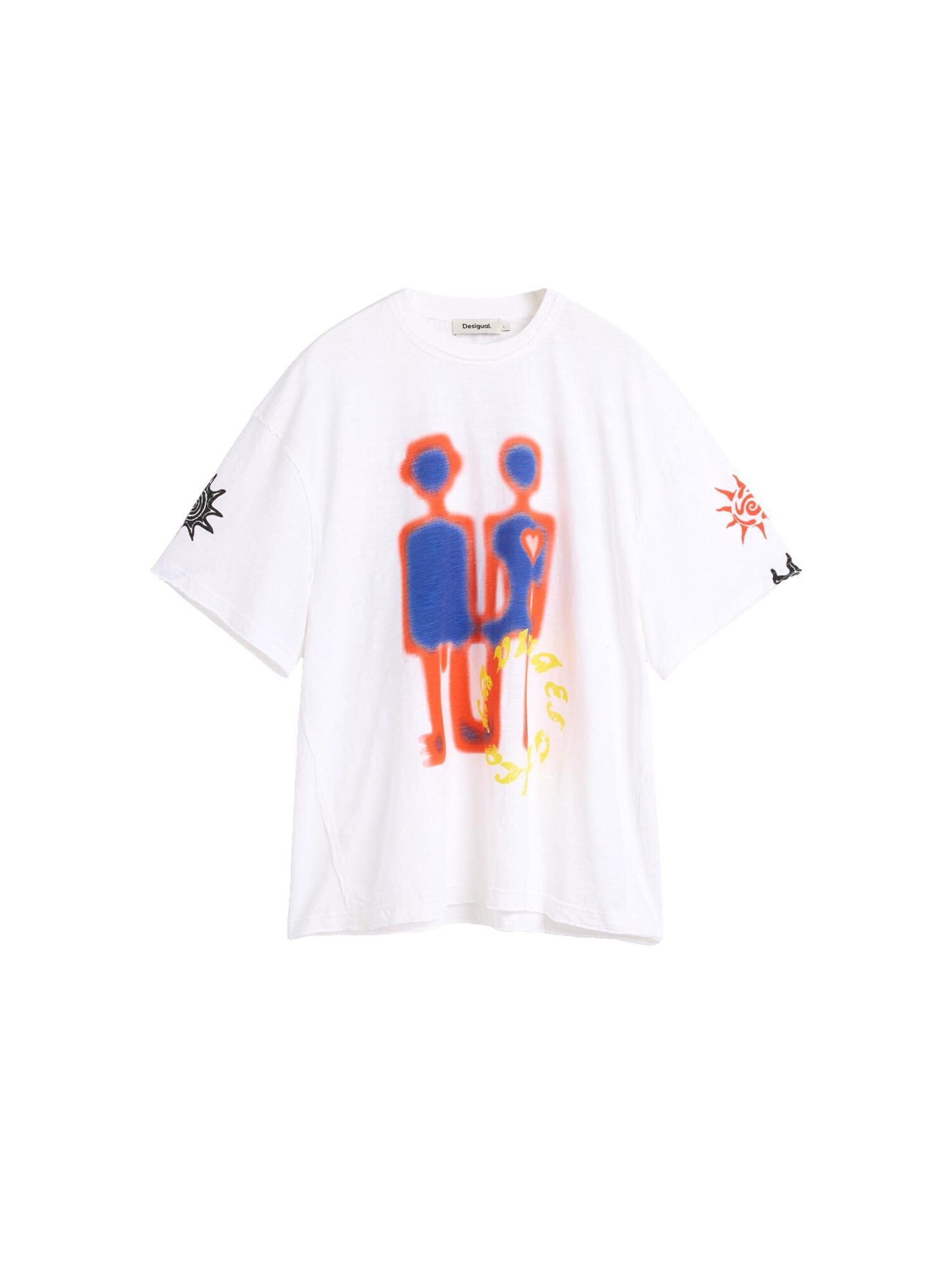 Desigual T-shirt kobaltblå / gul / eldröd herr