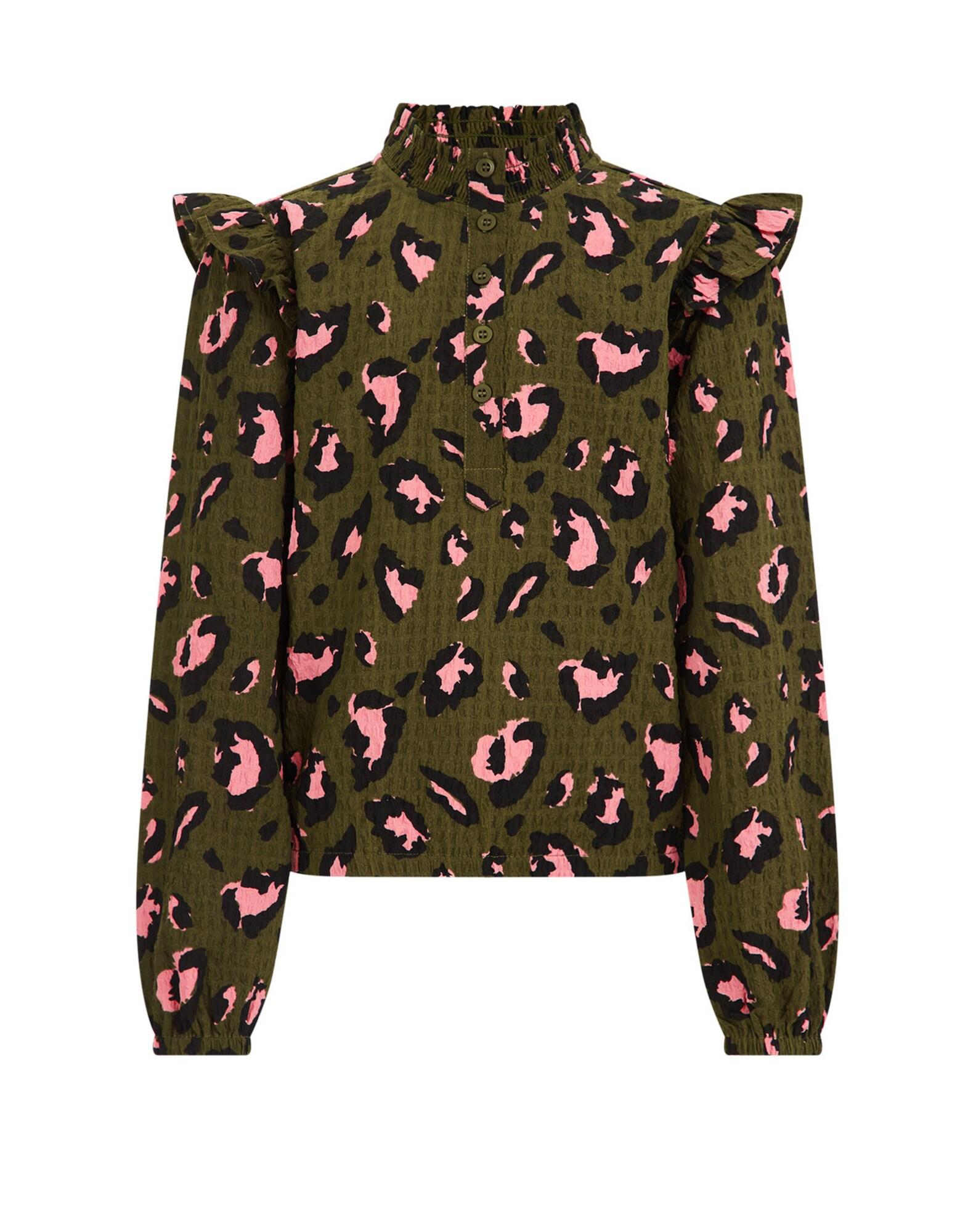 WE Fashion Bluza  temno zelena / roza / črna
