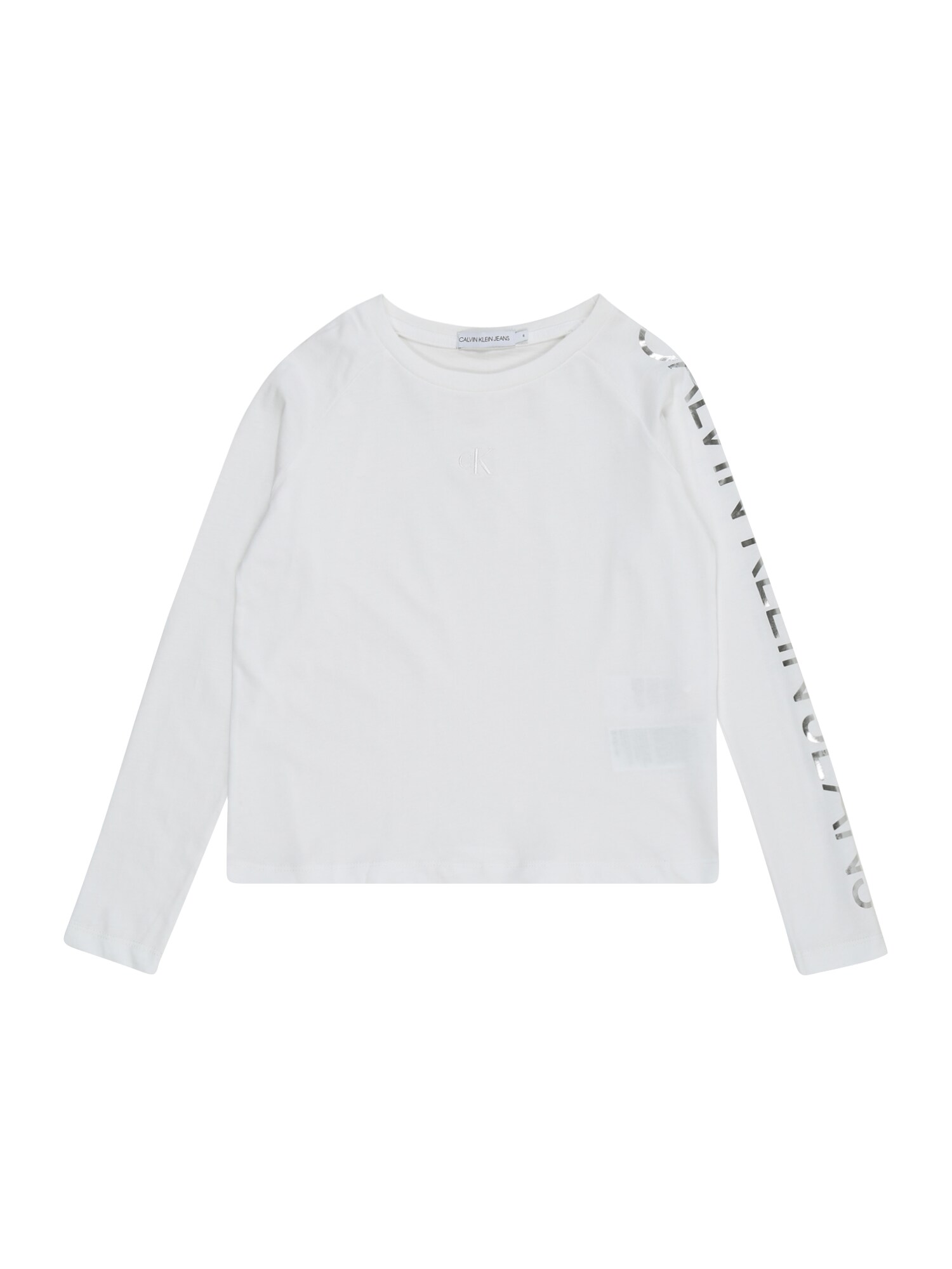 Calvin Klein Jeans Marškinėliai  balta / sidabrinė