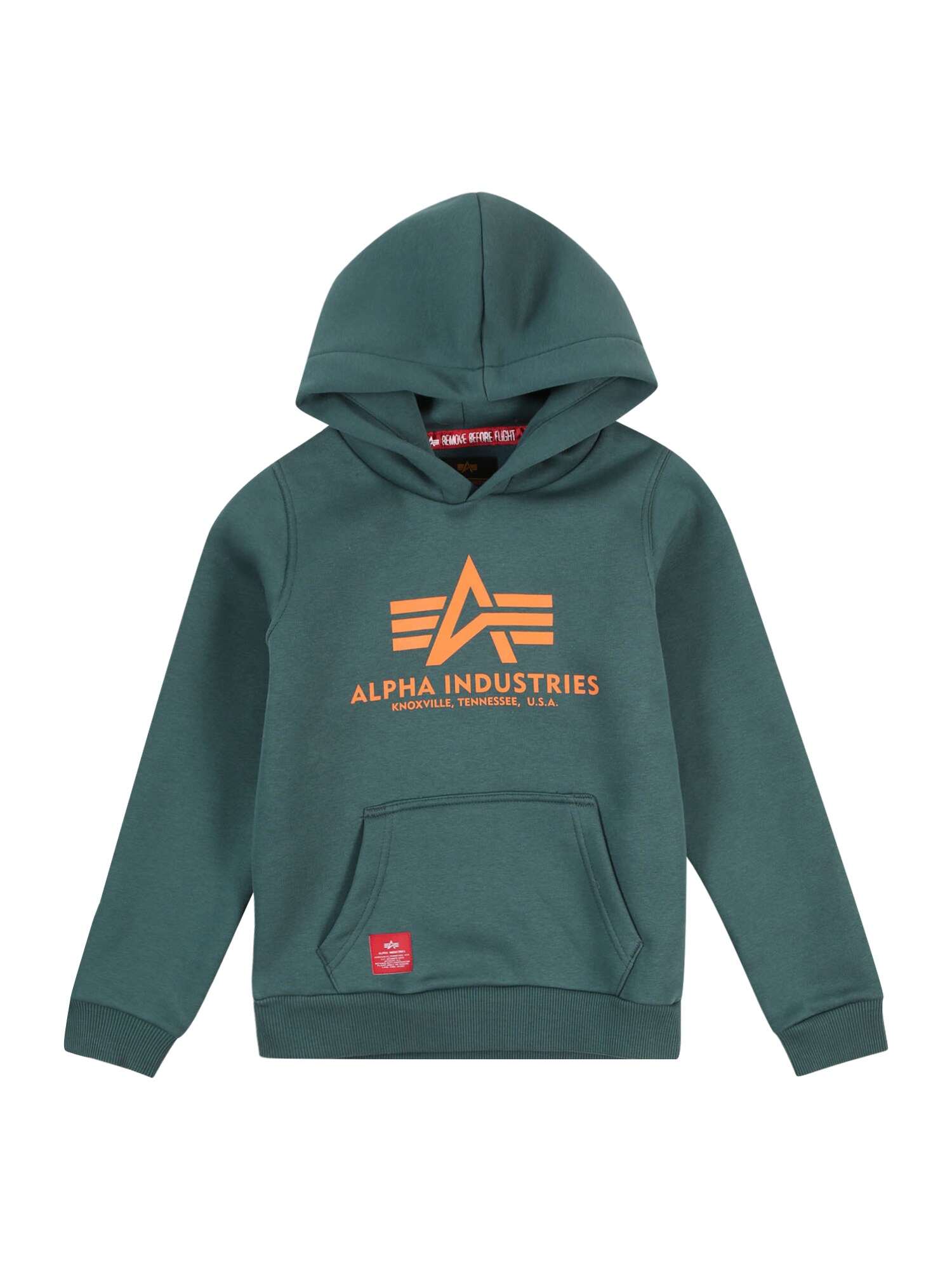 ALPHA INDUSTRIES Mikina  tmavozelená / oranžová