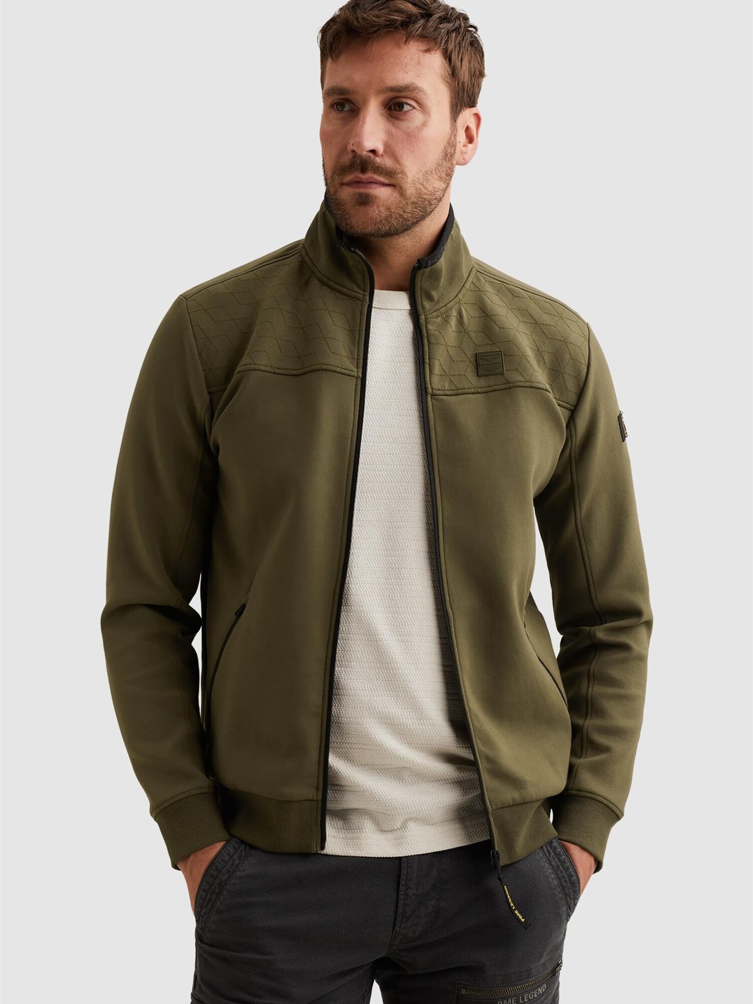 Pme Legend Sweatshirt 'Pme Legend - Sweat Jacket With Stand-up Collar And Zipper Closure' Donkergroen