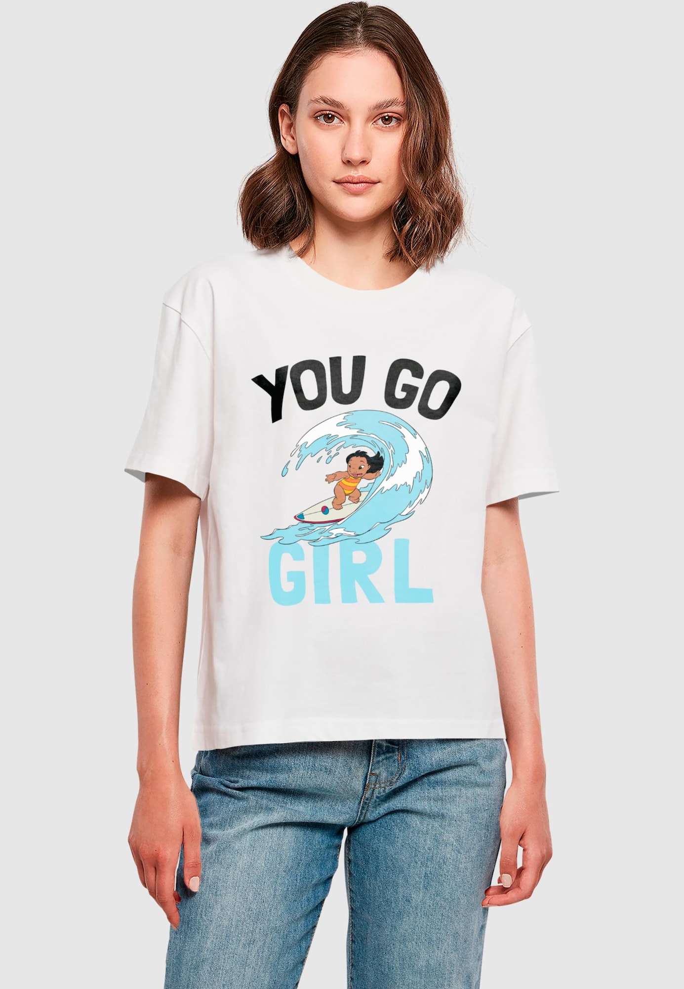Merchcode Tričko 'Lilo & Stitch You Go Girl' zmiešané farby / biela (obrázok 3)