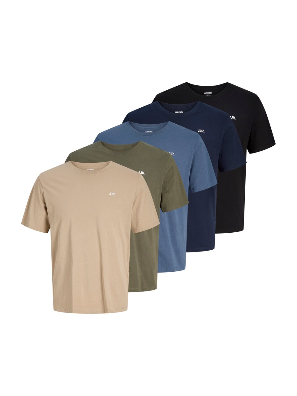 T-shirt 'JREBREBEL' marinblå / safir / ljusbrun / oliv