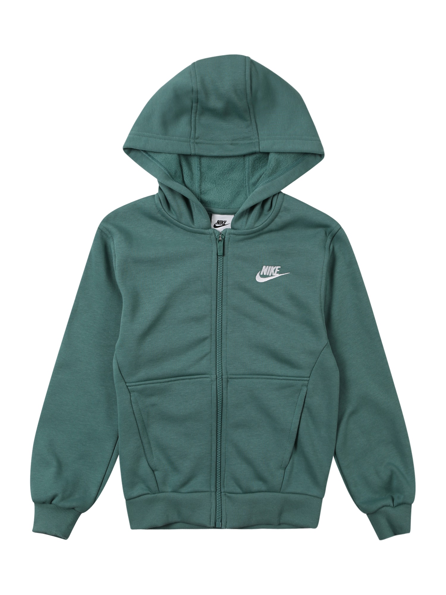 Nike Sportswear Tepláková bunda 'CLUB'  smaragdová / biela