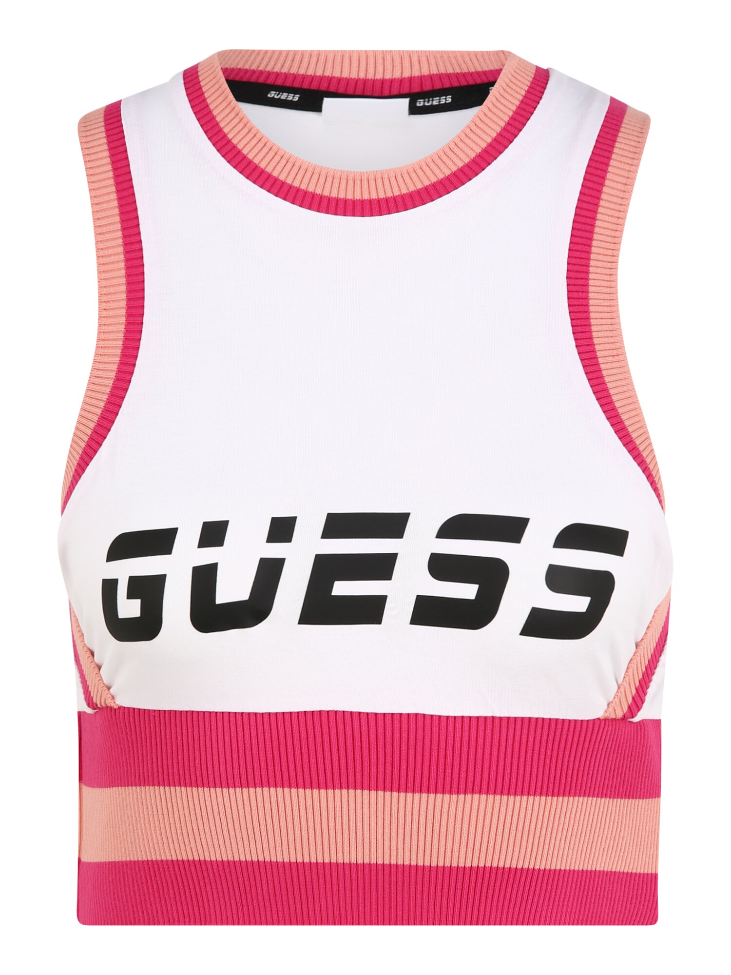 GUESS Sportiniai marškinėliai be rankovių  rožinė / balta / juoda / gelsvai pilka spalva