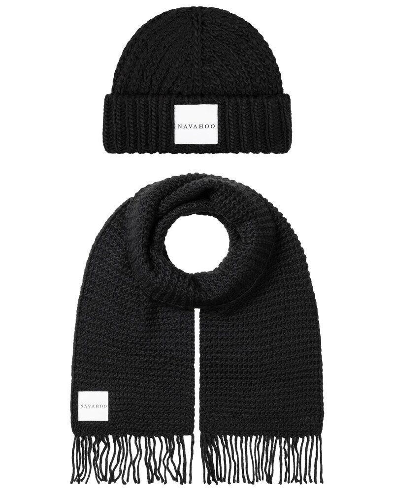 NAVAHOO Schal und Mütze Set Damen Größe One Size schwarz