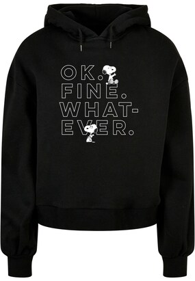 Merchcode Sweatshirt ‘Peanuts – Ok Fine Whatever’ Zwart / Wit