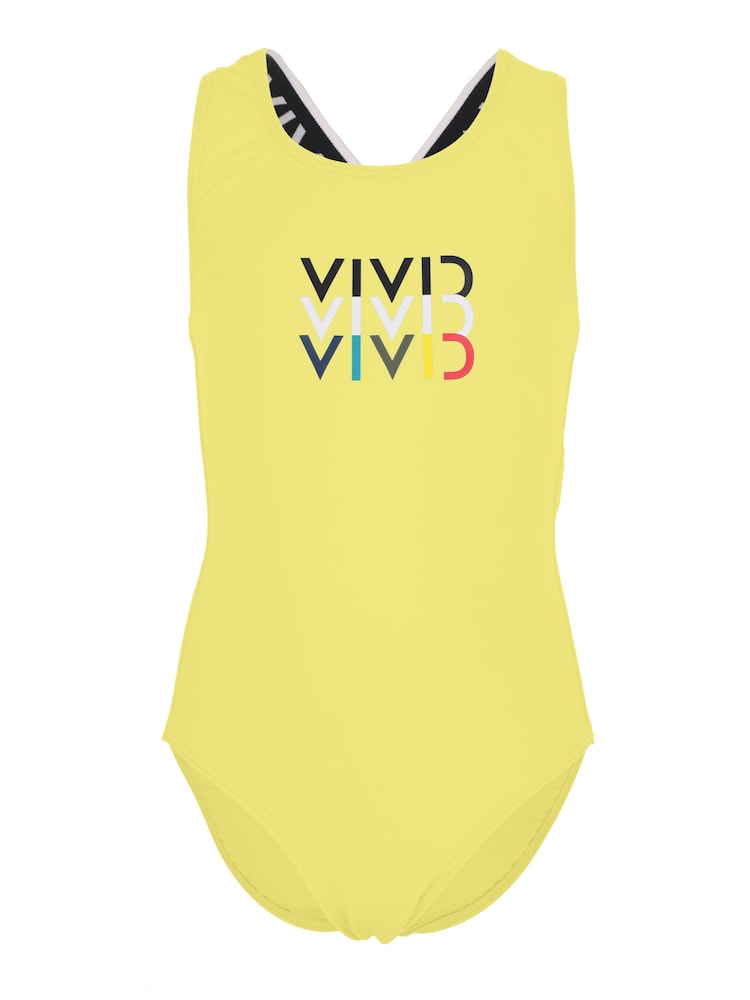 VIVID Badeanzug Mädchen Größe 104 blau / limone / schwarz / weiß