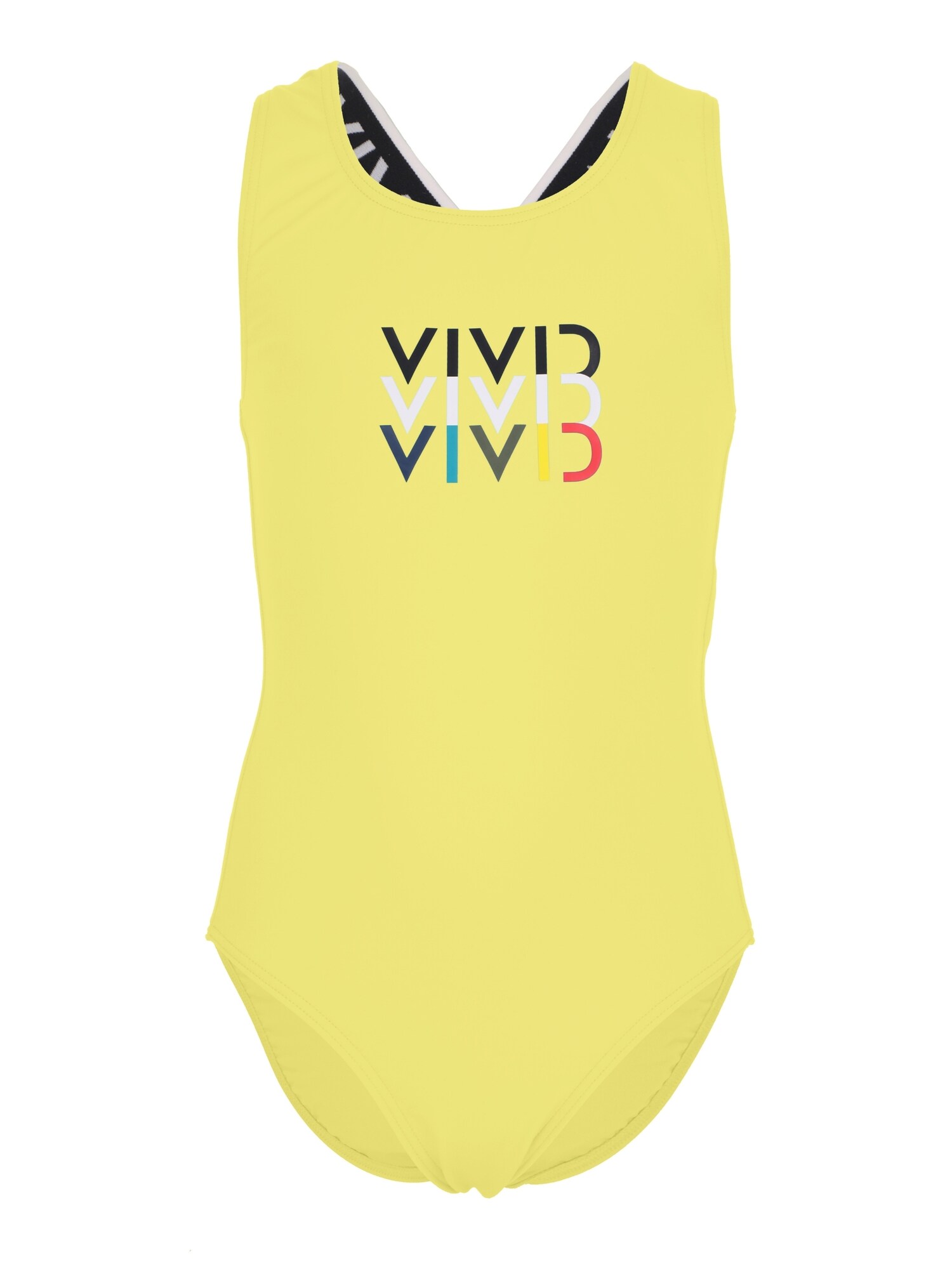 VIVID Costum de baie întreg  albastru / galben citron / negru / alb