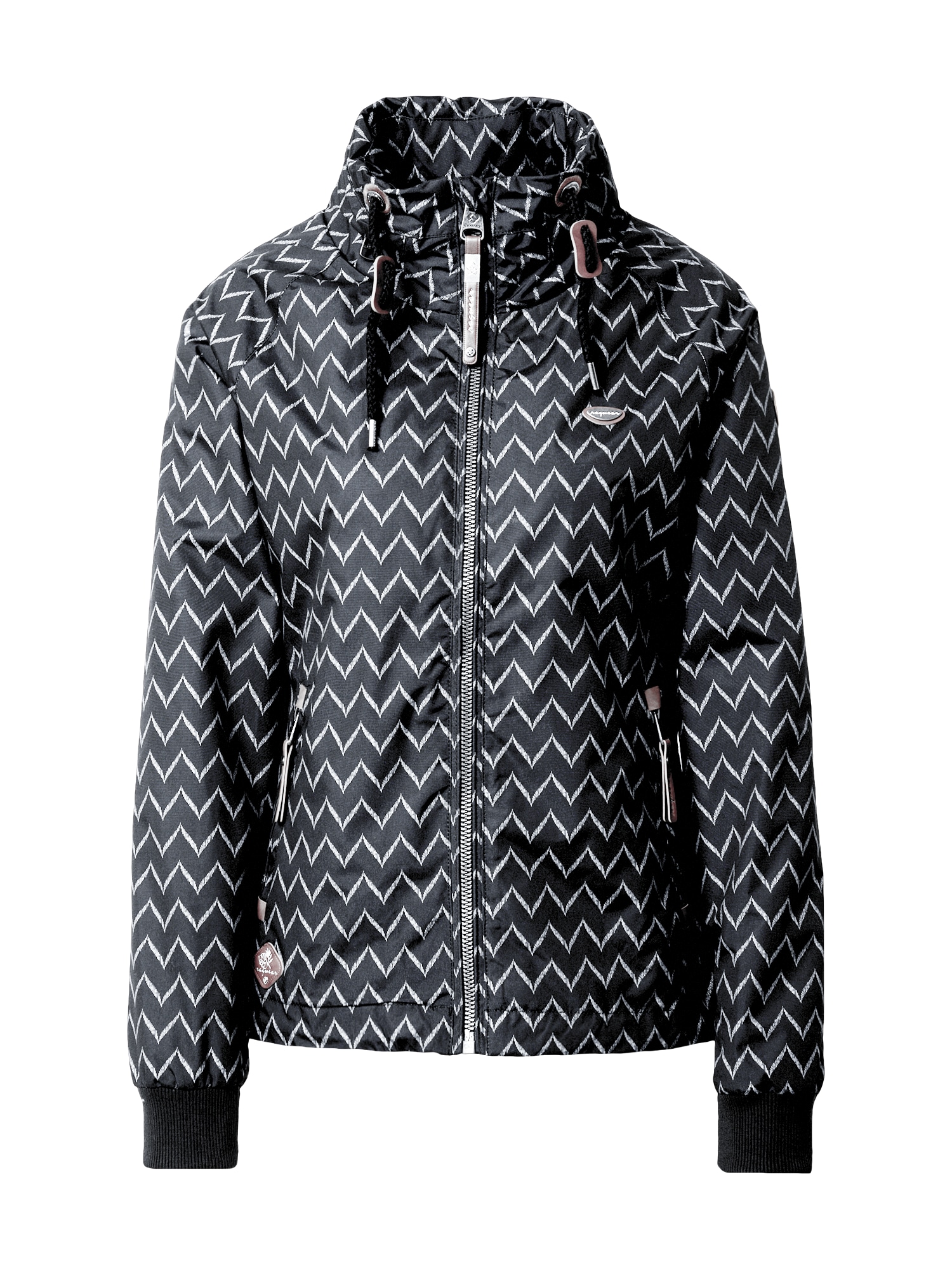 Ragwear Demisezoninė striukė 'Apoli Zig Zag'  juoda / balta