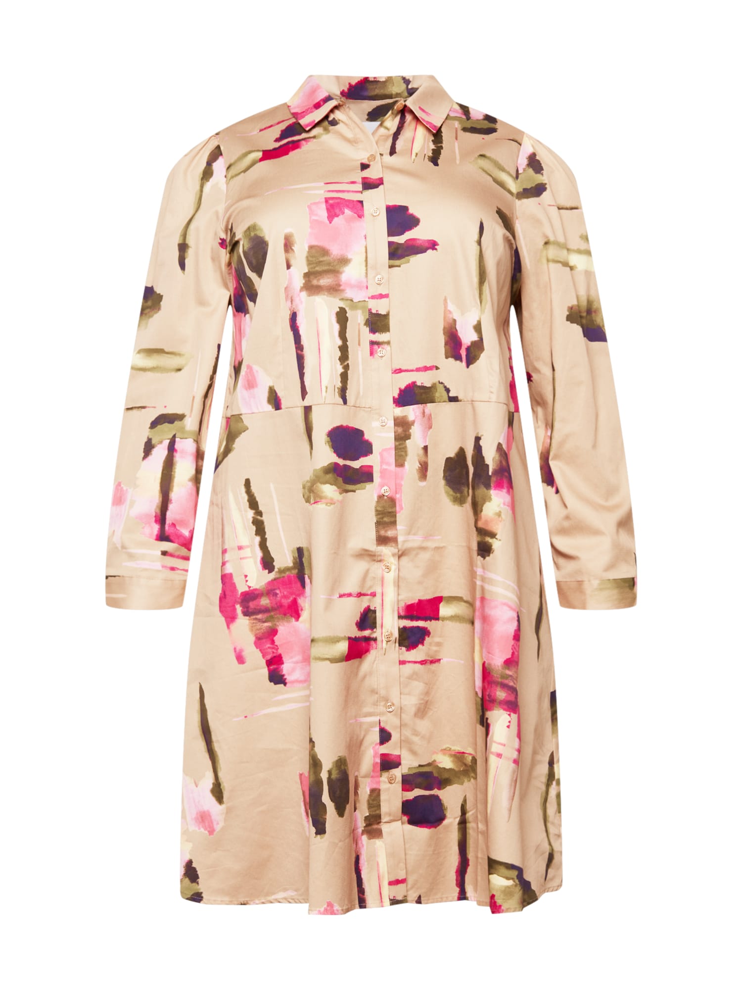 Selected Femme Curve Palaidinės tipo suknelė 'Woodie' smėlio spalva / rožių spalva / rožinė / alyvuogių spalva / tamsiai violetinė