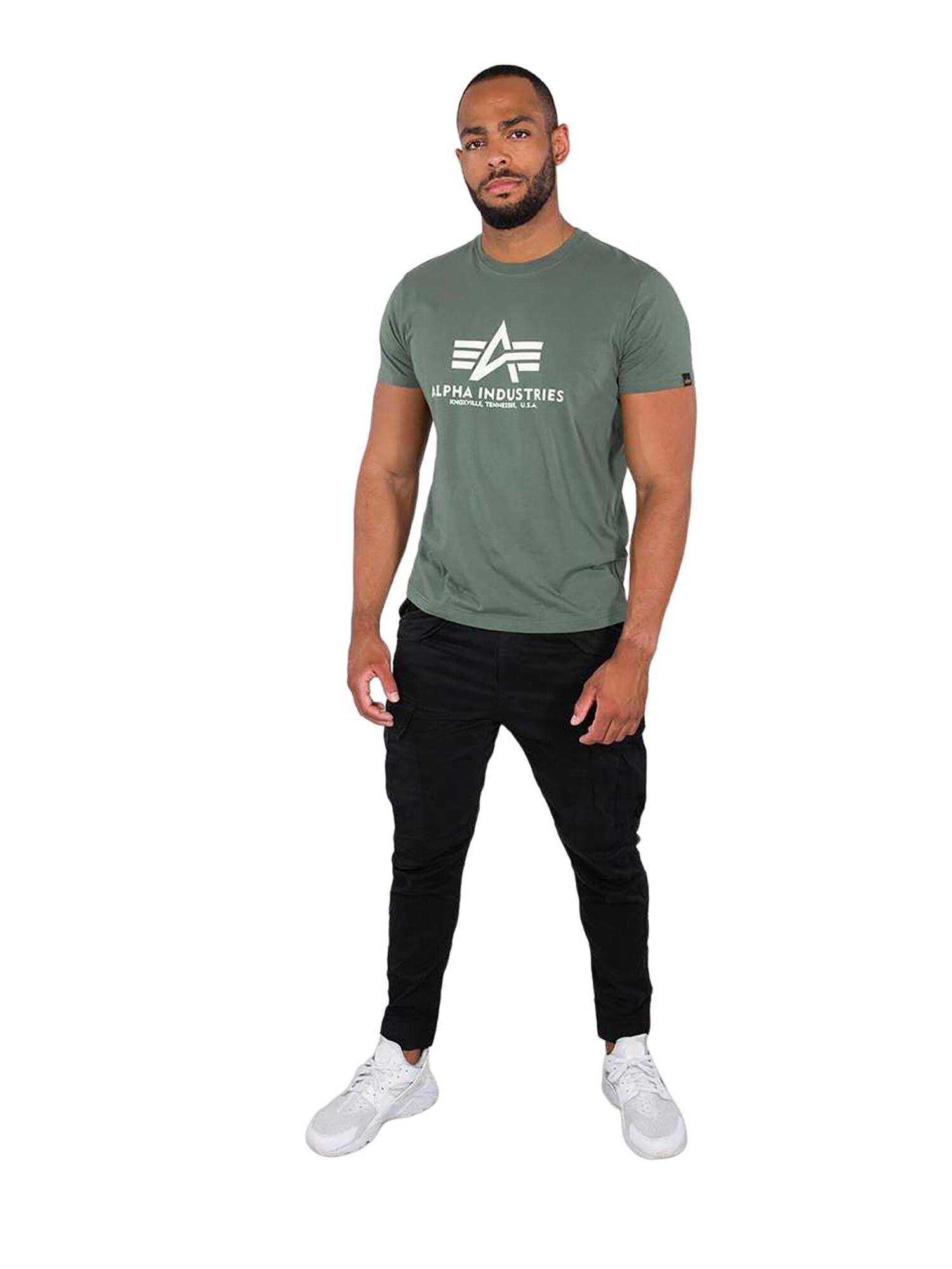 ALPHA INDUSTRIES Camiseta caqui / blanco – imagen 4