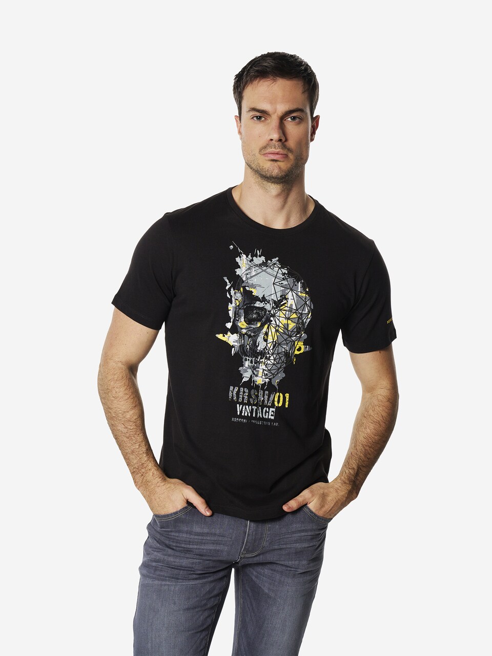 T-shirt gul / grå / antracit