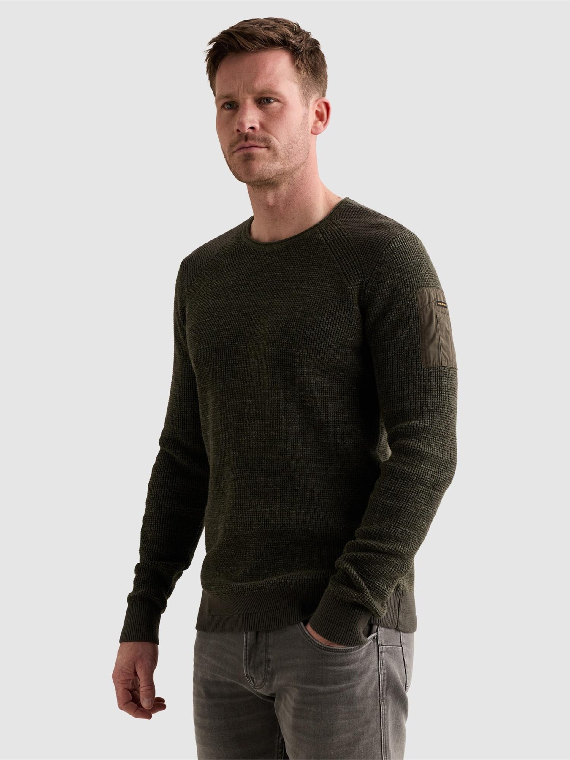 PME Legend Tröja 'Pullover in cotton mélange with flight pocket' herr
