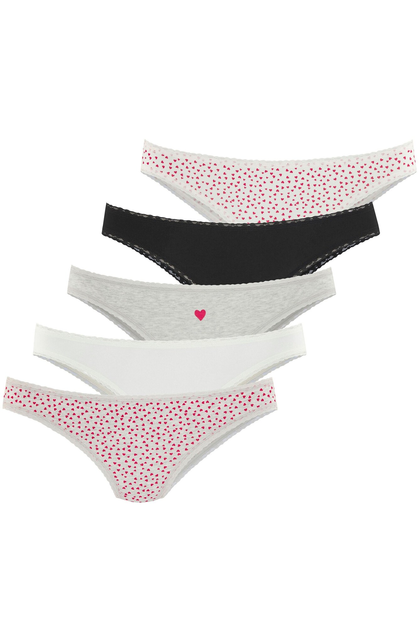 LASCANA Slip  gri amestecat / roșu / negru / alb murdar