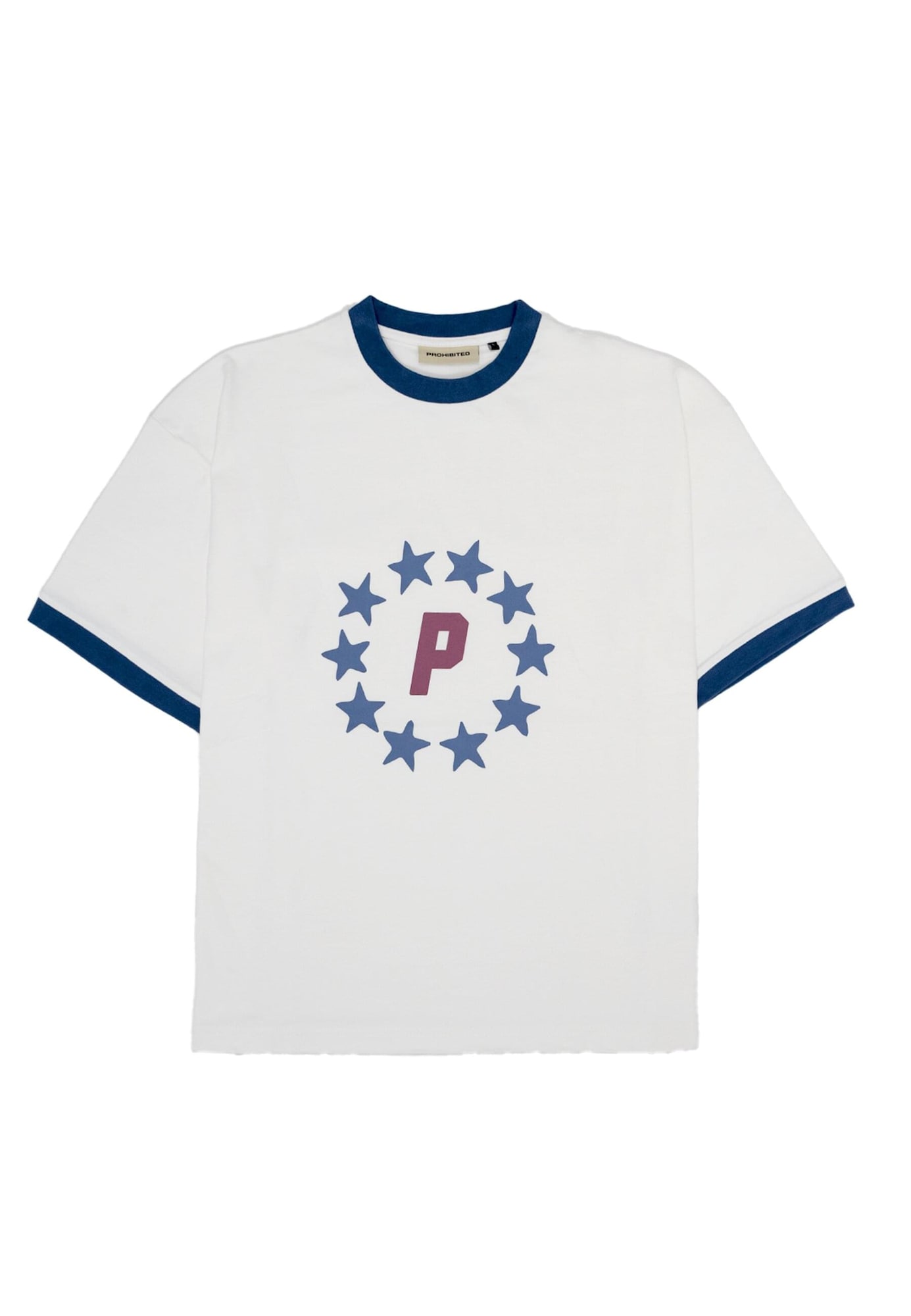 Prohibited Tricou Stars Contrast  albastru / alb murdar