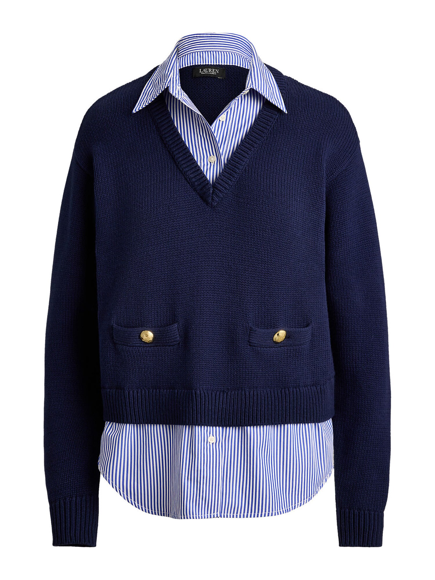 Lauren Ralph Lauren Pulover  plava / morsko plava / bijela