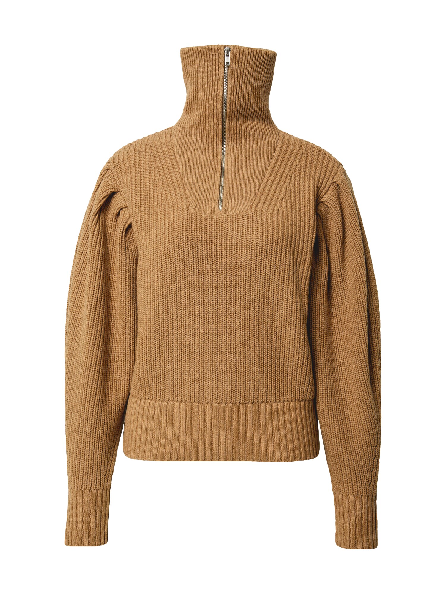 SELECTED FEMME Megztinis 'SLFKATTY LS PUFF SLEEVE KNIT W'  šviesiai ruda
