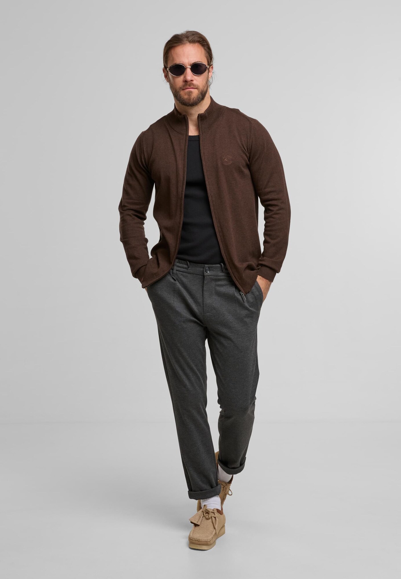 INDICODE JEANS Kardigán 'Tinos'  tmavohnedá (obrázok 6)