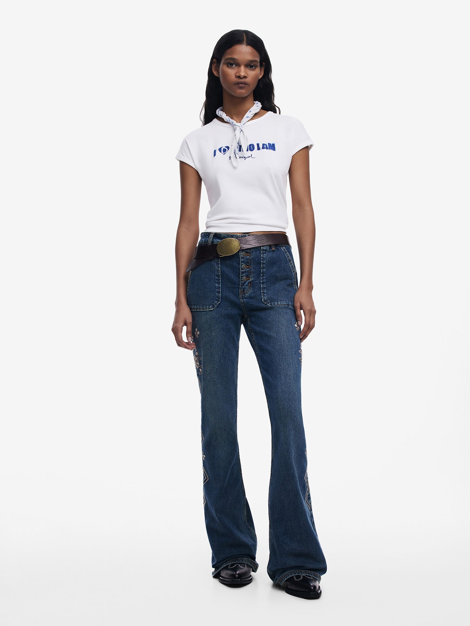 Desigual Póló 'Who I Am' kék / fehér termék 2. képe