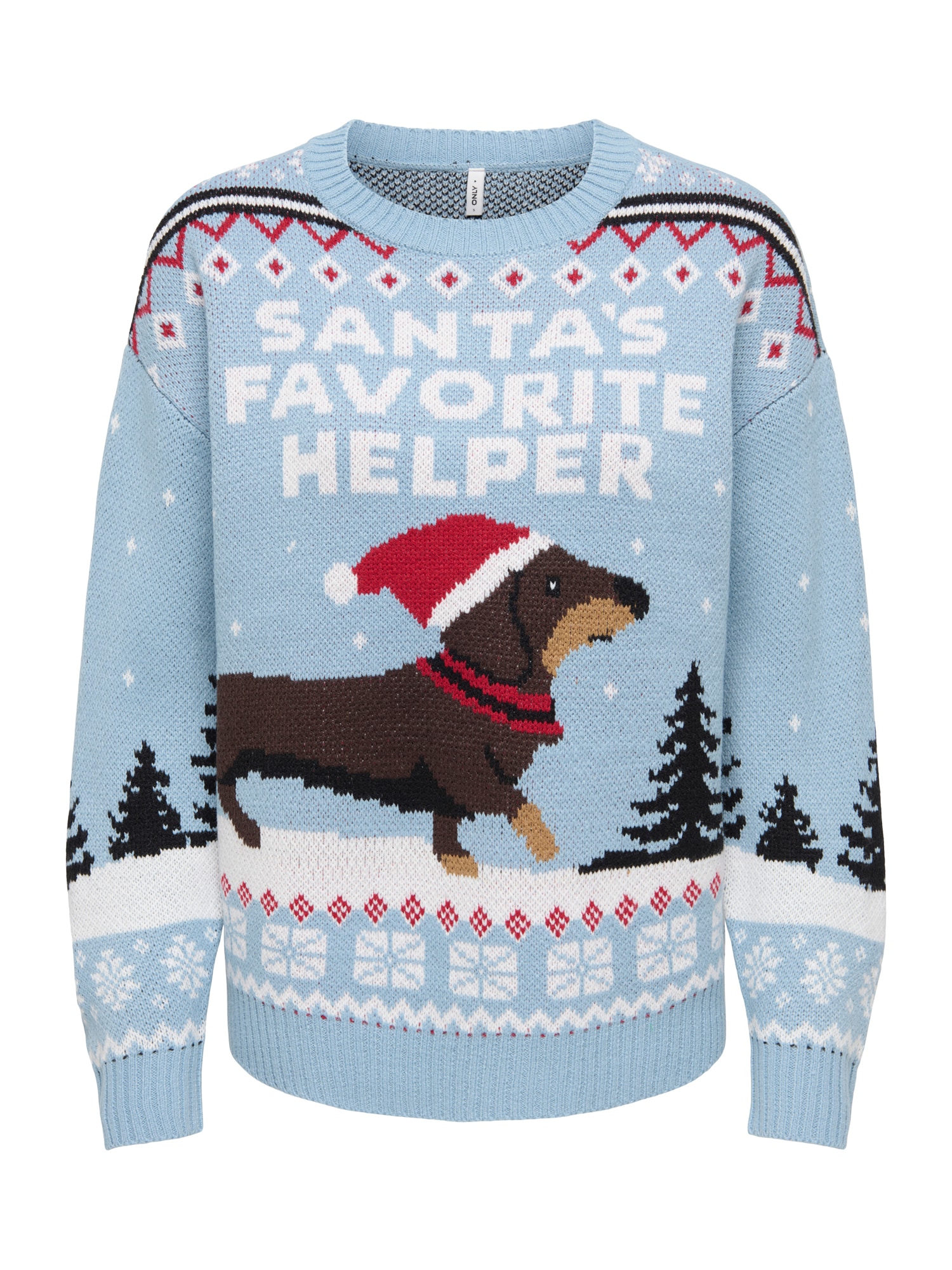 ONLY Pulover 'ONLXmas' svijetloplava / tamno smeđa / vatreno crvena / bijela