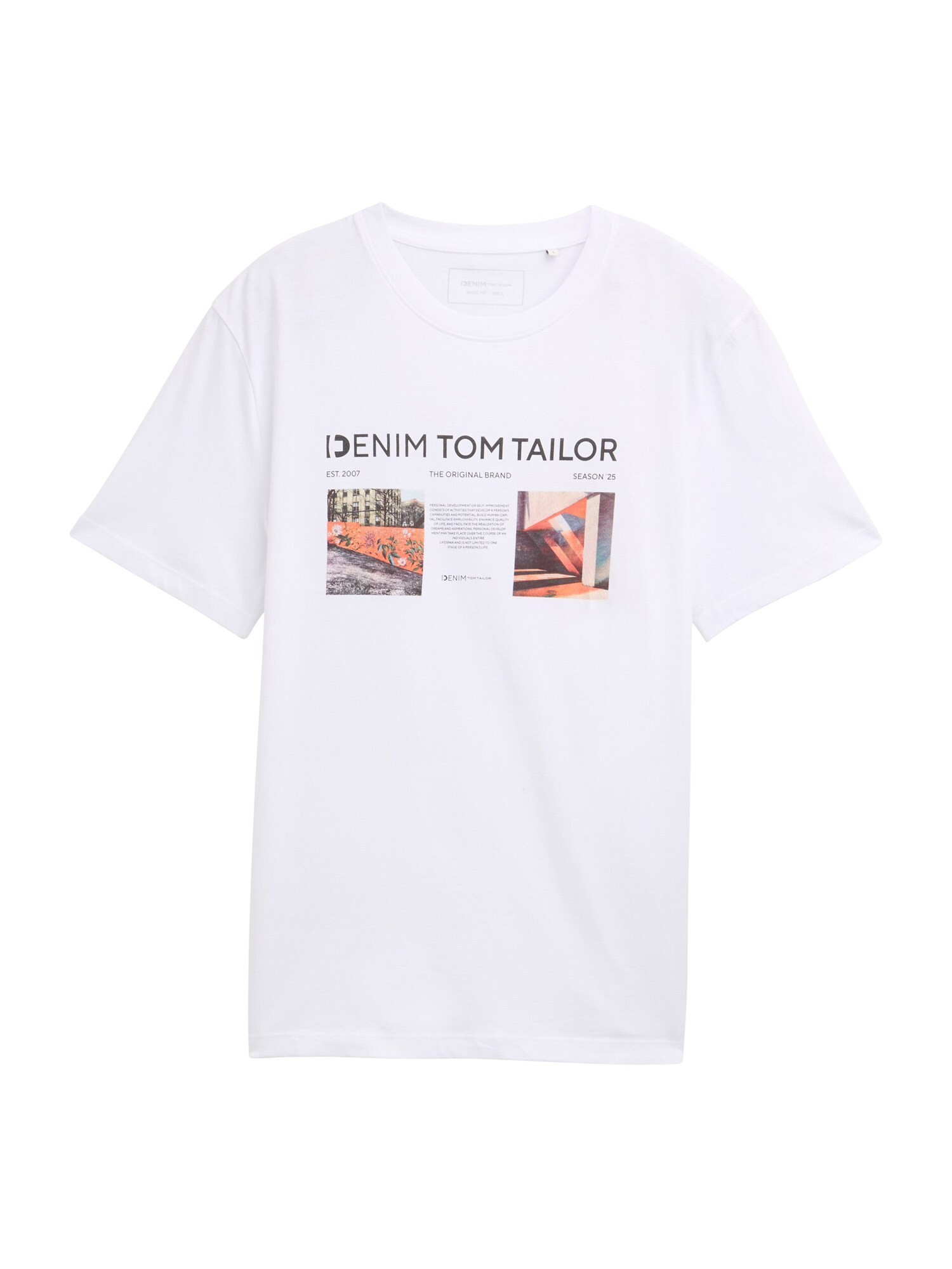 TOM TAILOR DENIM Póló  bézs / sötét narancssárga / fekete / fehér akciós termékkép 1