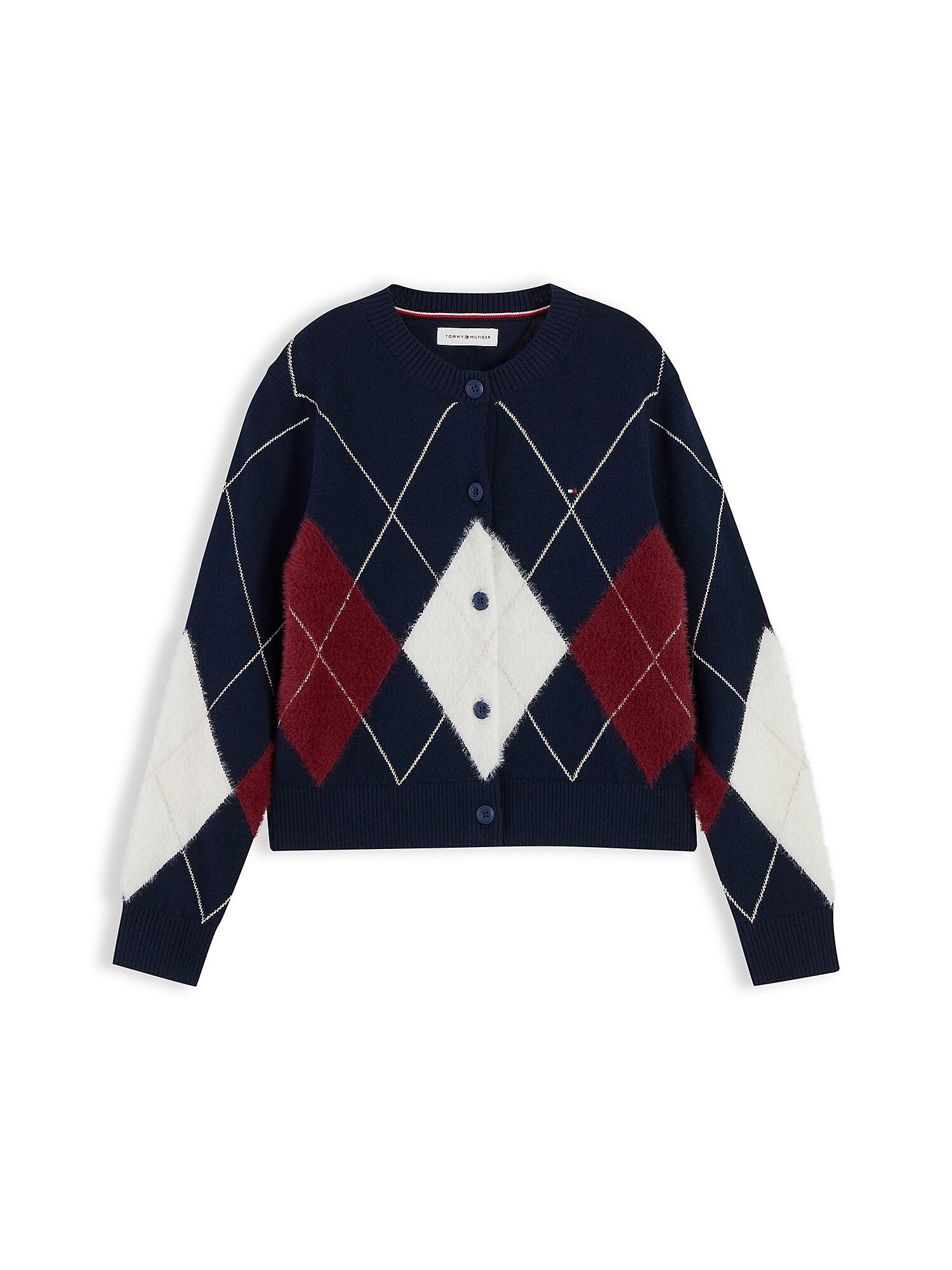 TOMMY HILFIGER Geacă tricotată ecru / albastru marin / rubiniu