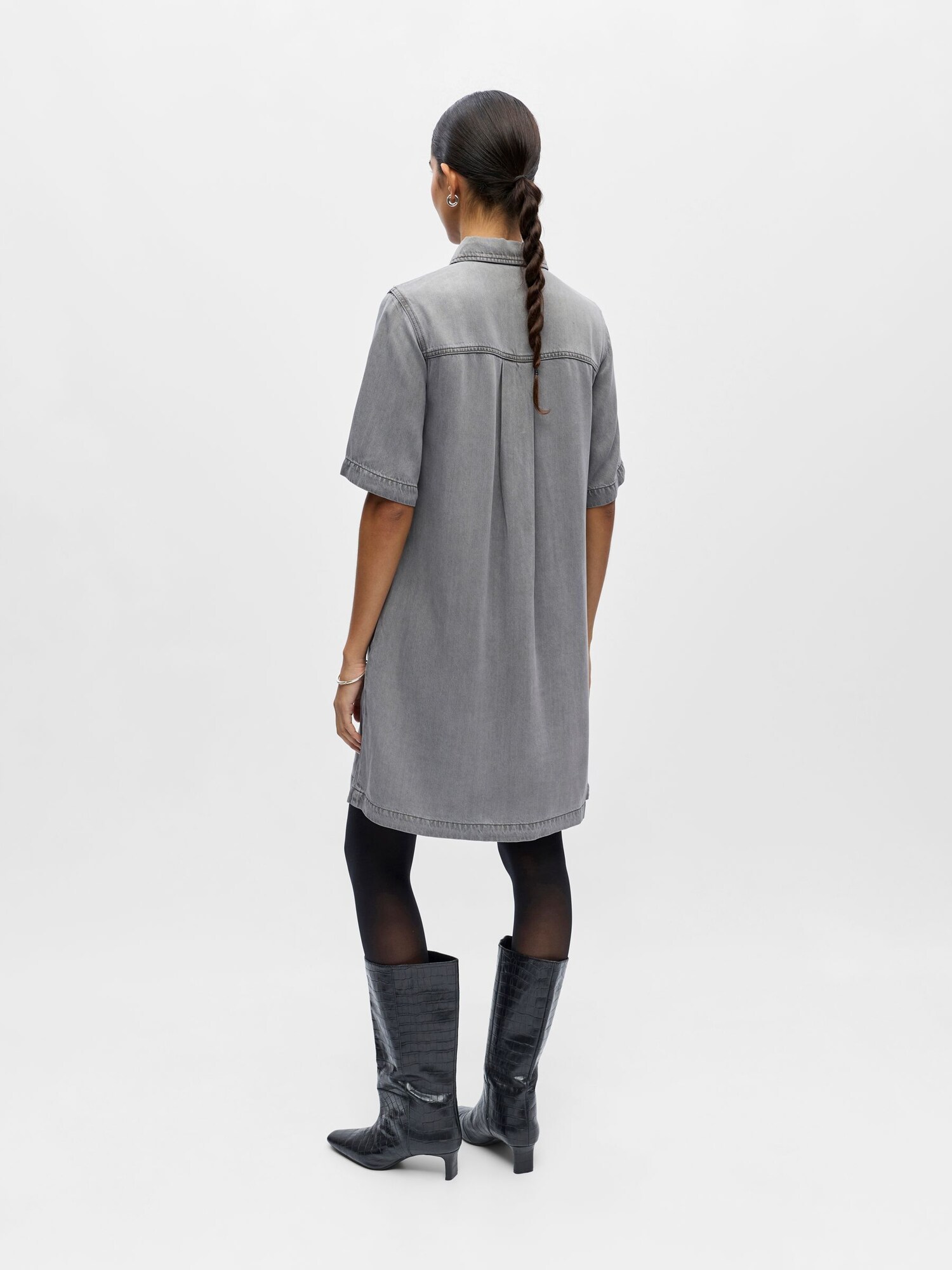 OBJECT Košeľové šaty 'OBJFRAME'  sivý denim (obrázok 3)
