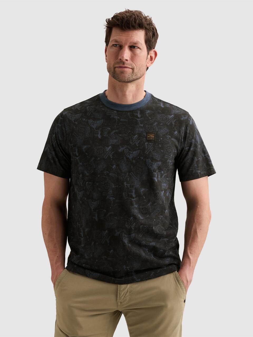 T-shirt 'T-shirt in slub jersey with subtle allover print'