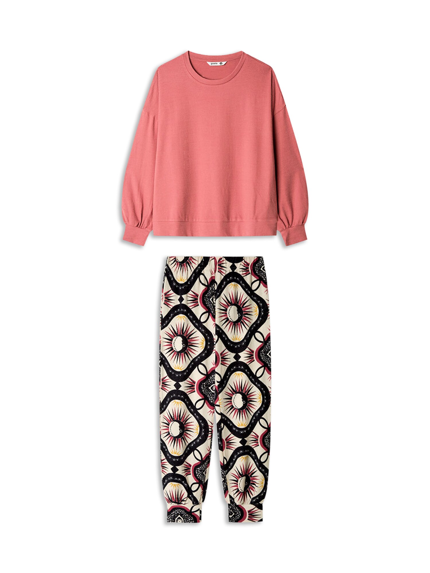 Gisela Pijama Set  albastru marin / roz zmeură / roz închis / alb