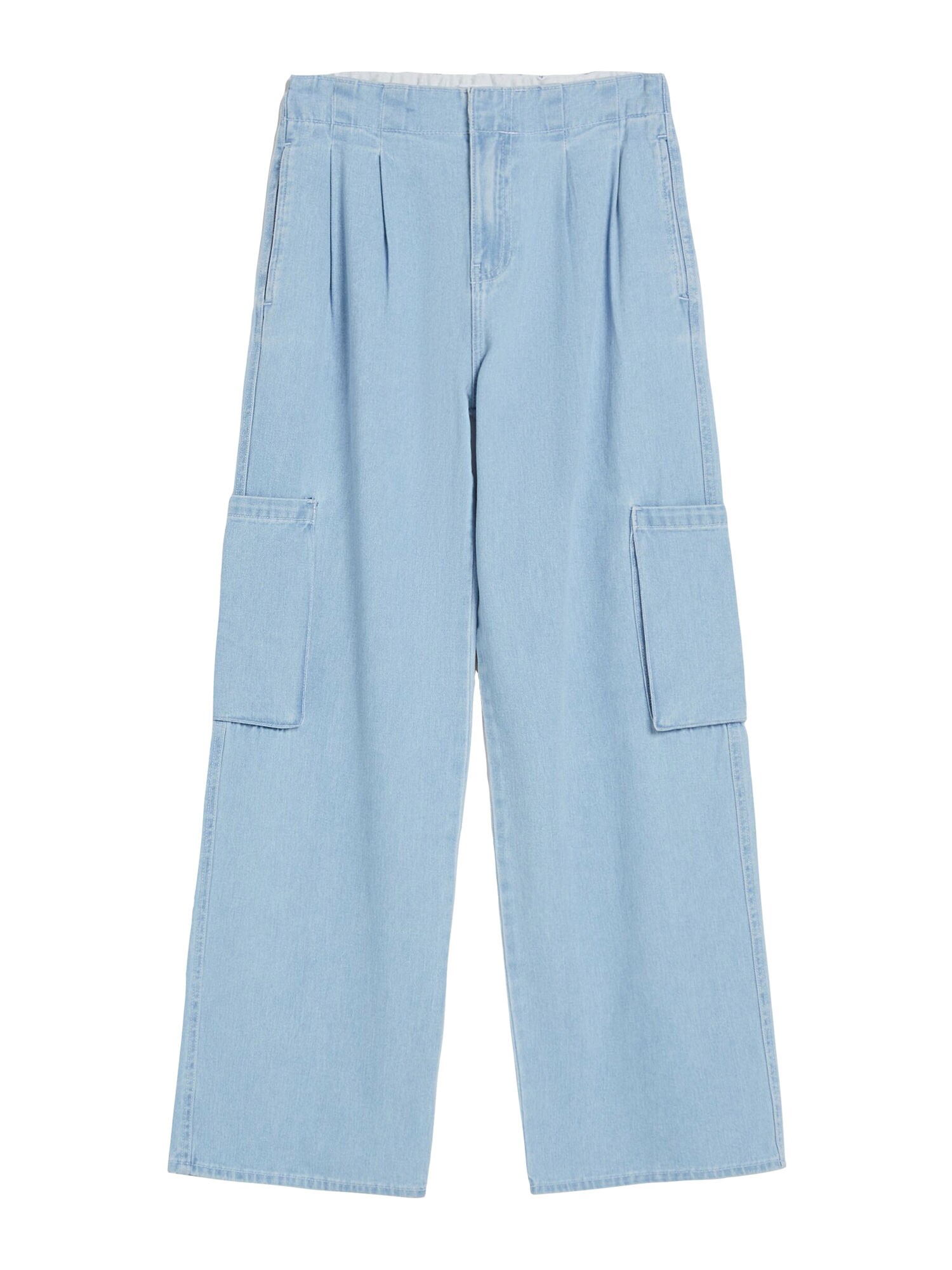 Bershka Plisované rifle  modrá denim