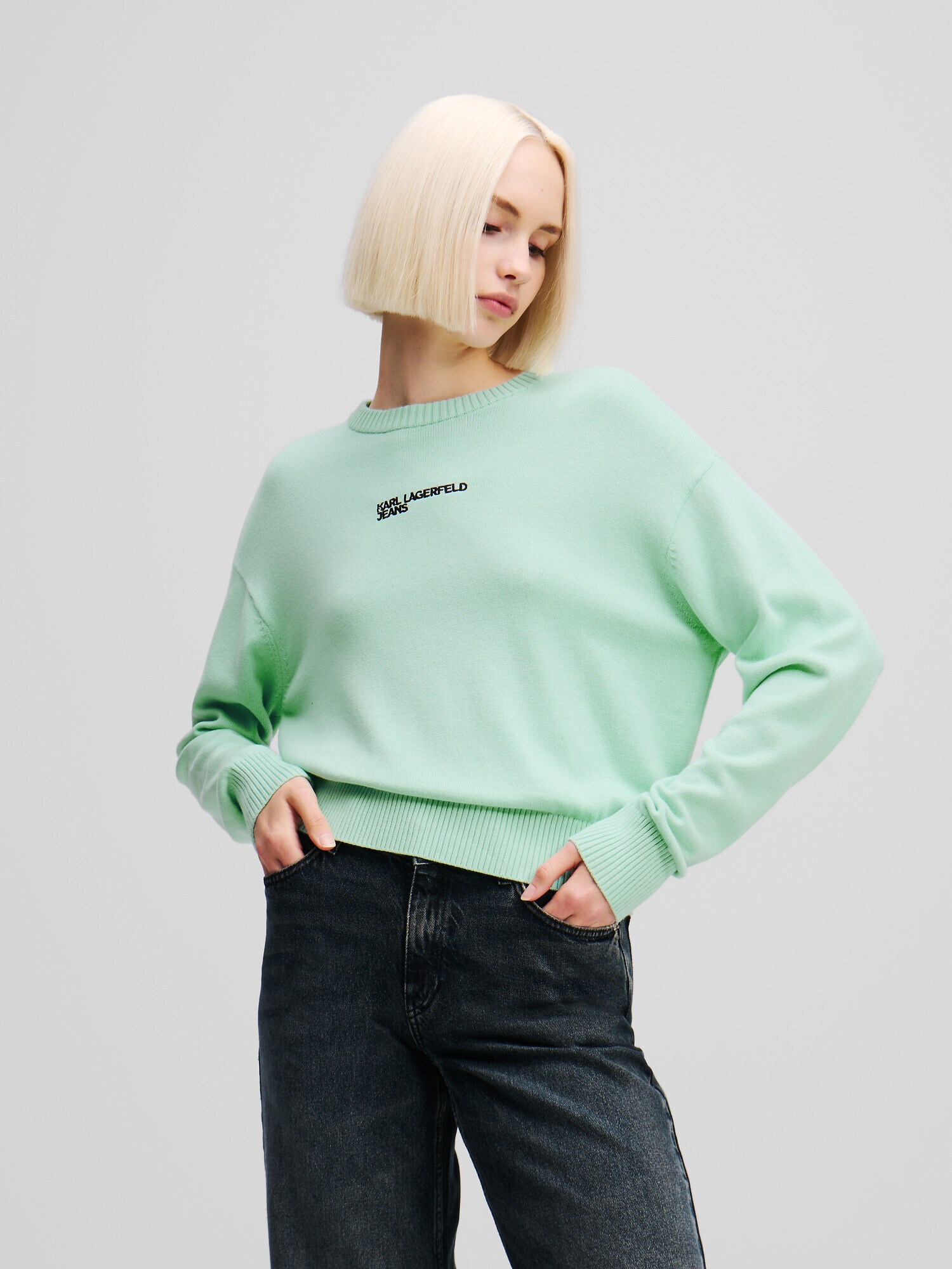 KARL LAGERFELD JEANS Pulóver  pasztellzöld / fekete termék 2. képe