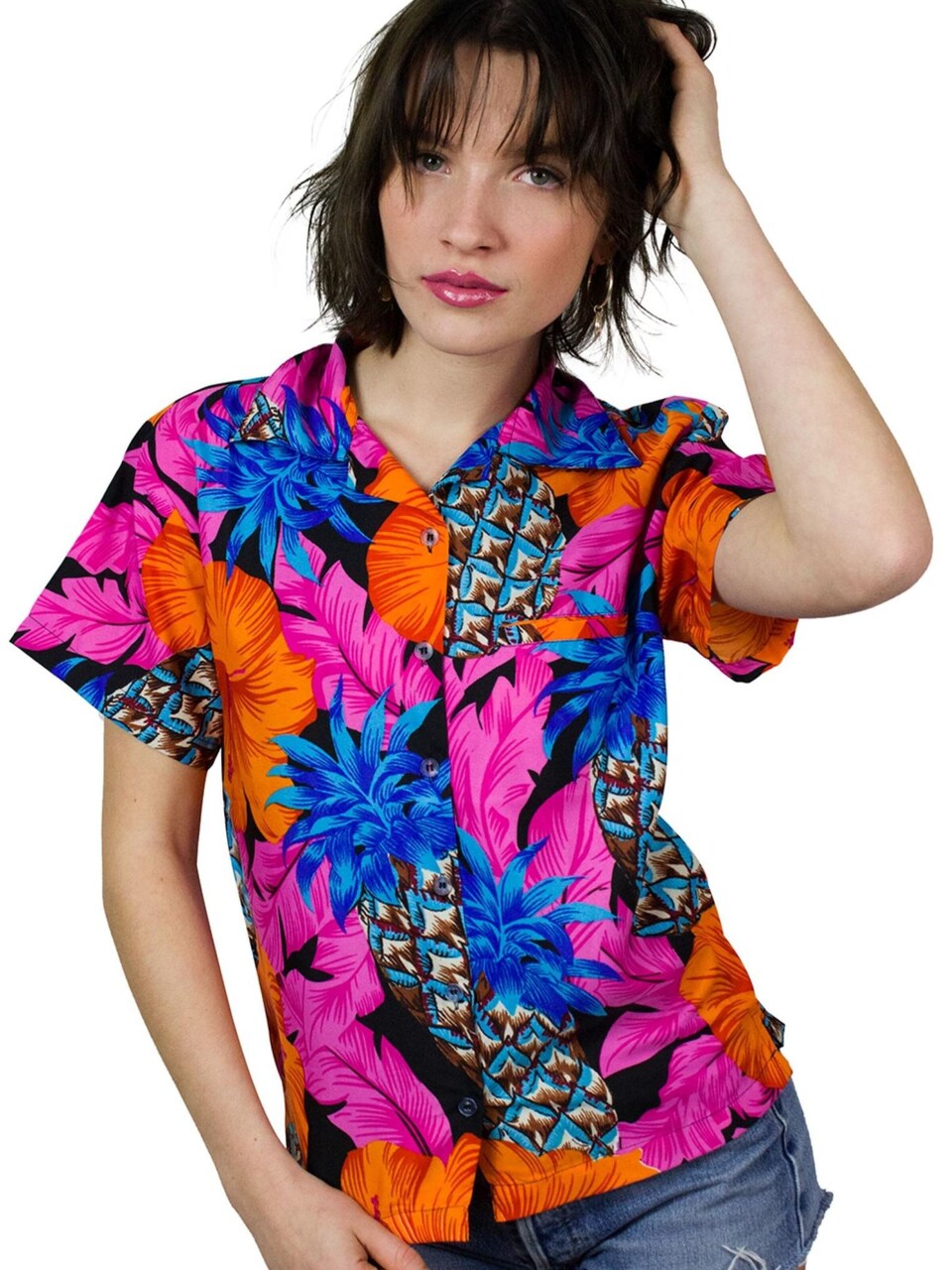Blus 'Pineapple Hibiscus Black Line'
