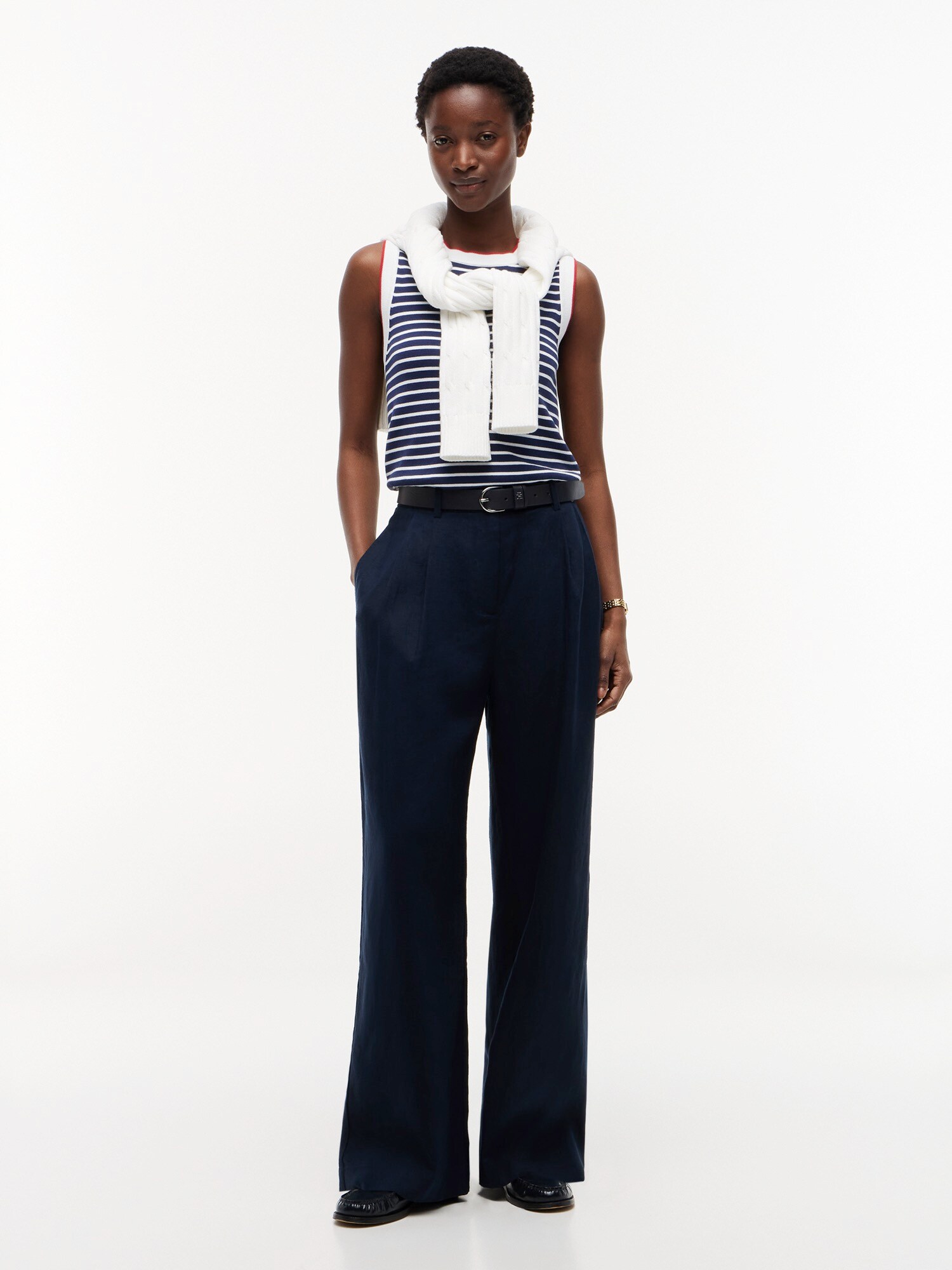 TOMMY HILFIGER Pantalón plisado 'Blend Tailored Wide Leg'  marino – imagen 4