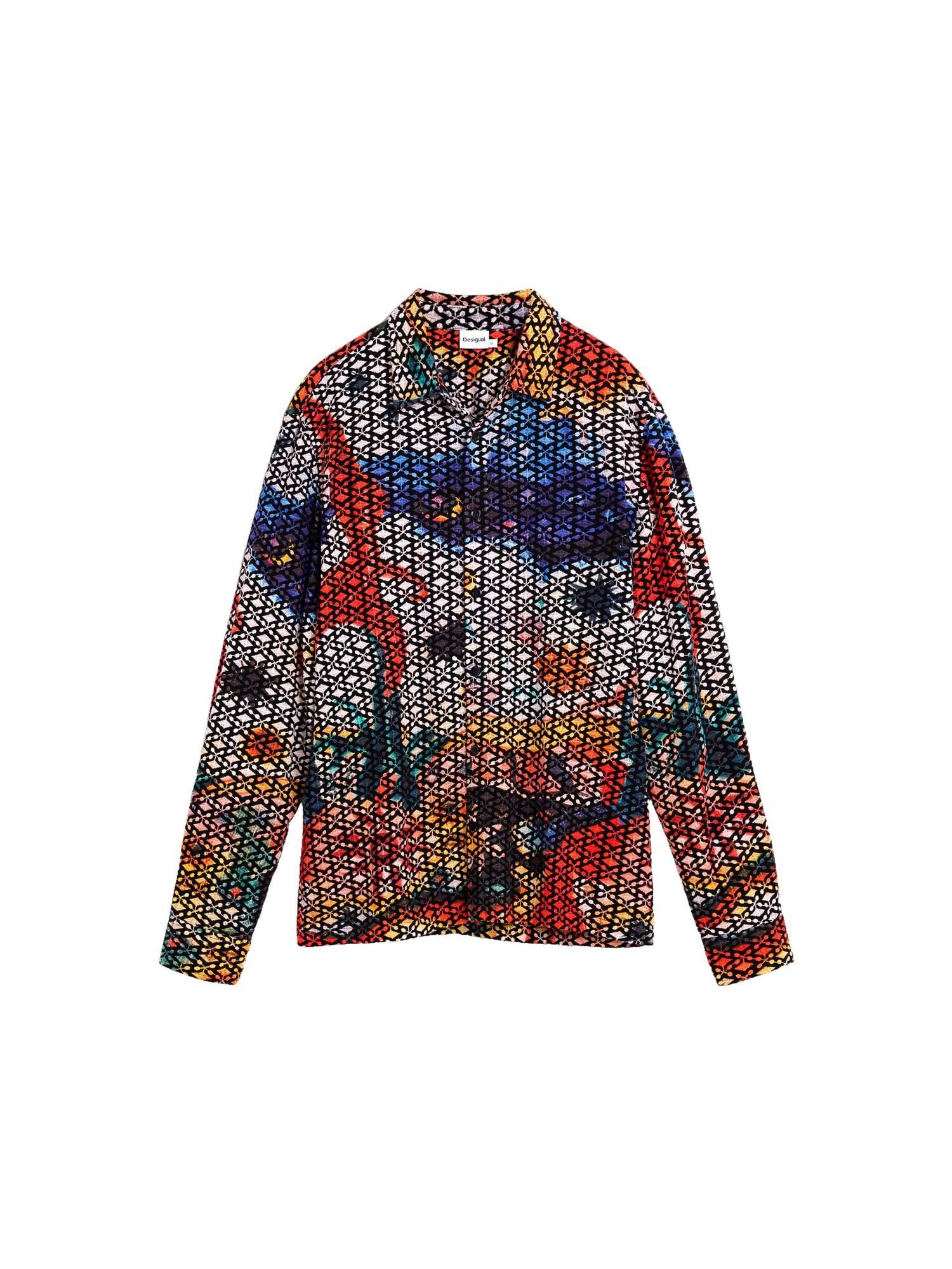 Desigual Cămașă albastru cobalt / galben / gri deschis / roșu