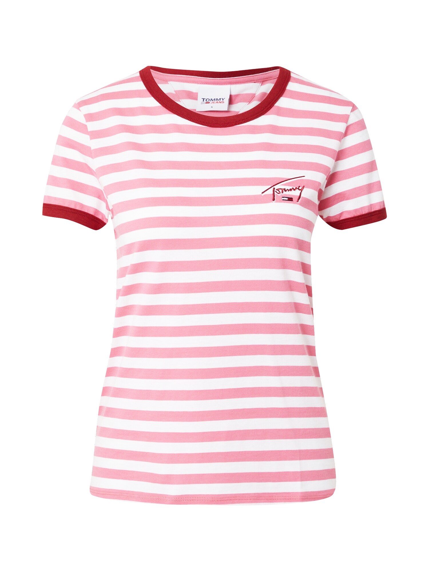 Tommy Jeans Marškinėliai  balta / rožinė