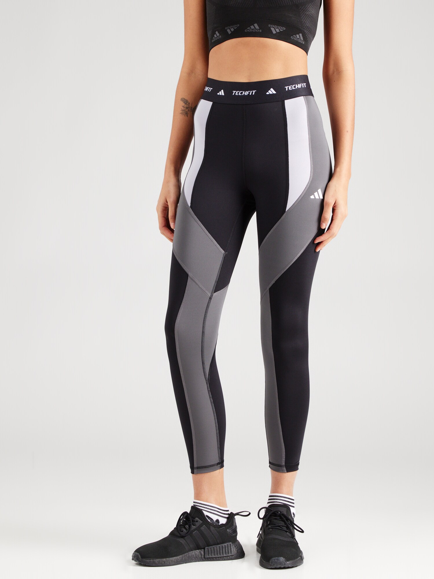 ADIDAS PERFORMANCE Sportnadrágok  szürke / fekete / fehér termék 2. képe